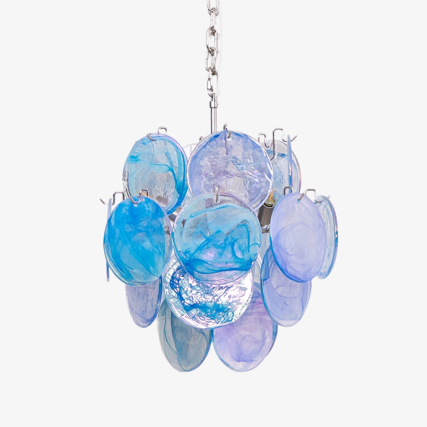 Aurora Chandelier Aqua Blue Murano Glass Disc Coastal - Letslighting