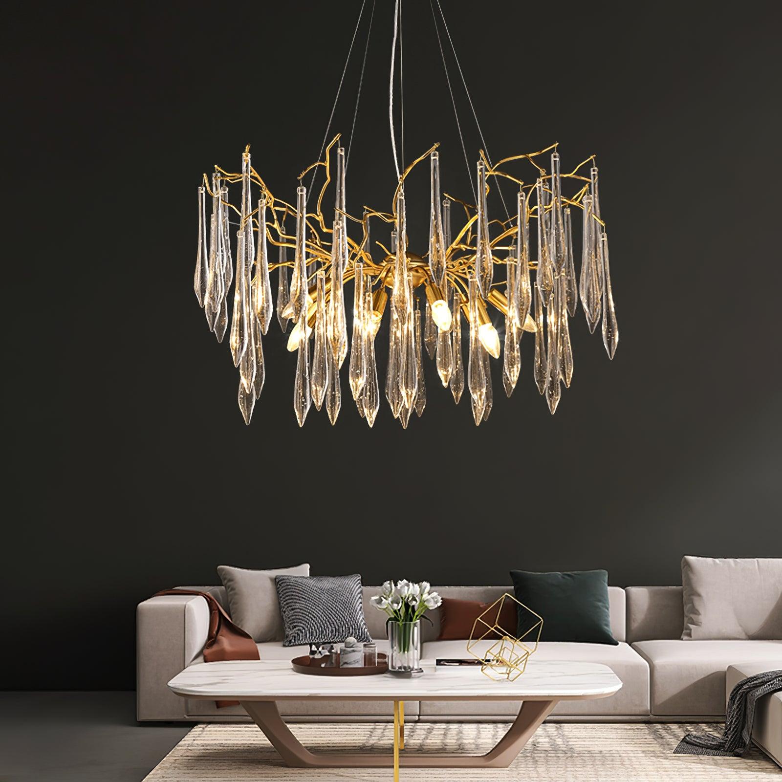 Lustra Chandelier Branch Crystal Pendant Sculptural Artistic - Letslighting