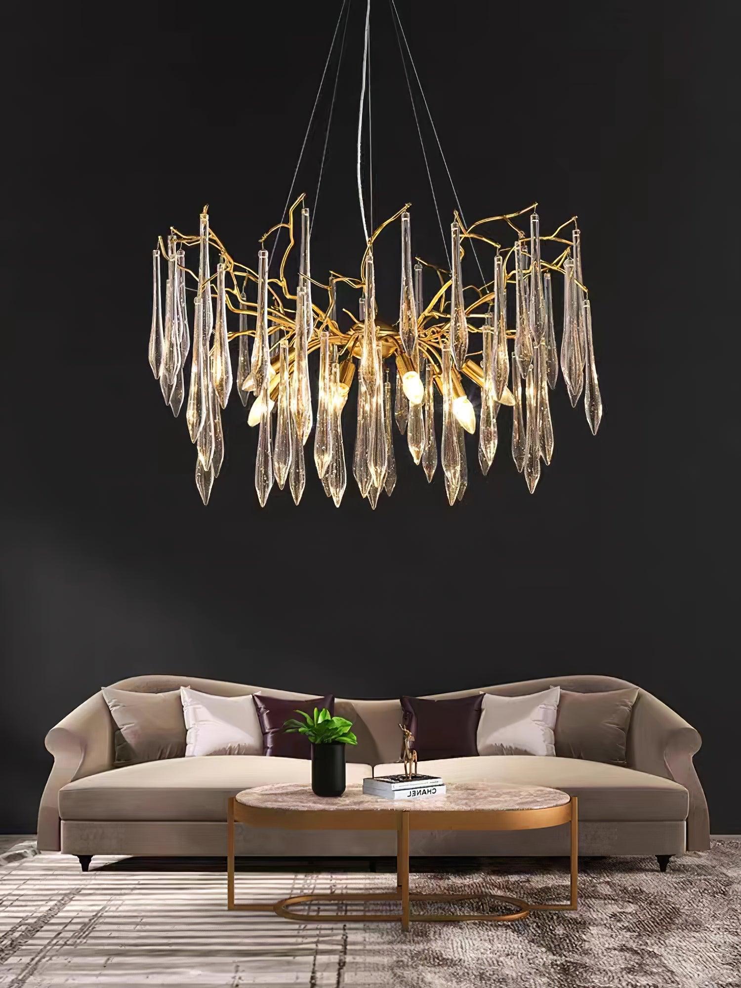 Lustra Chandelier Branch Crystal Pendant Sculptural Artistic - Letslighting