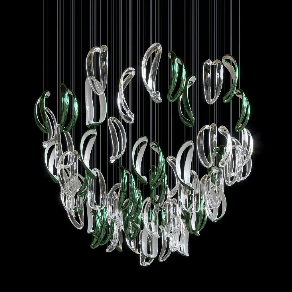 Cascading Ripple Glass Chandelier Staircase Customize