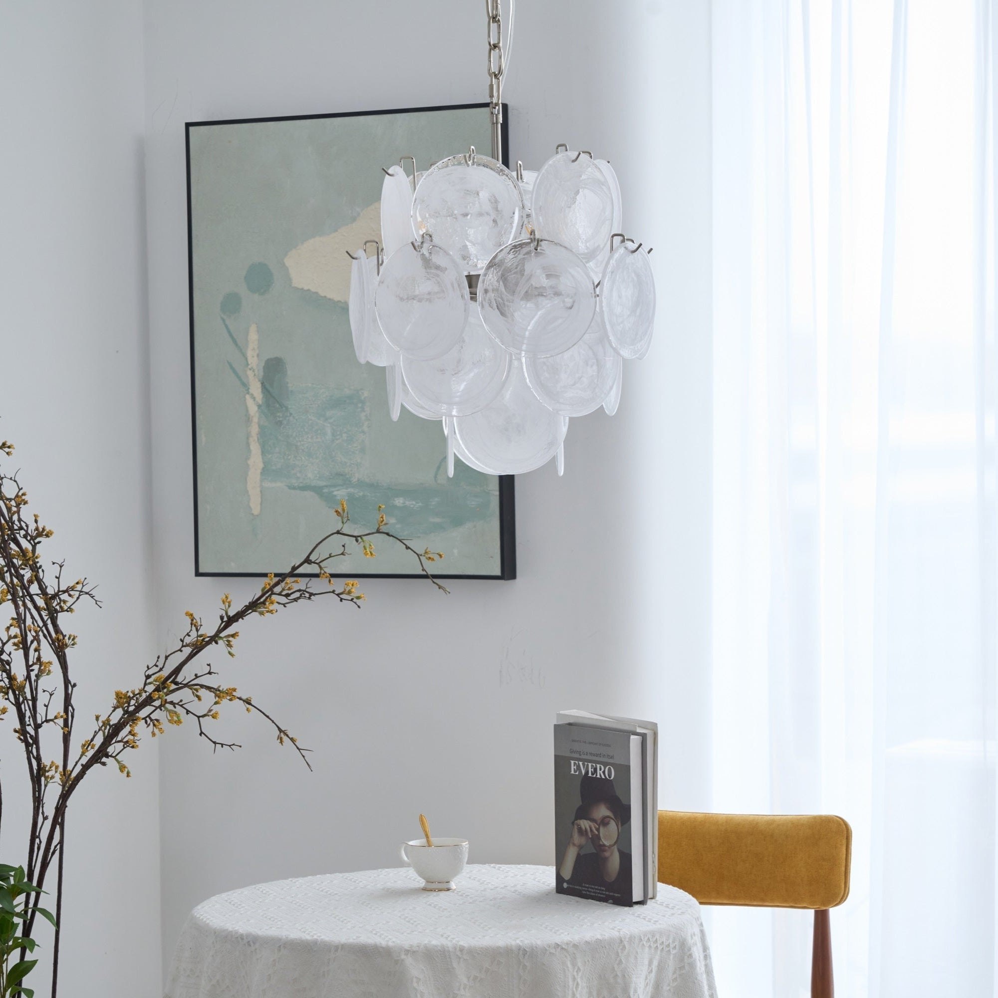 Aurora Chandelier Apricot Murano Glass Disc Layered Artistic