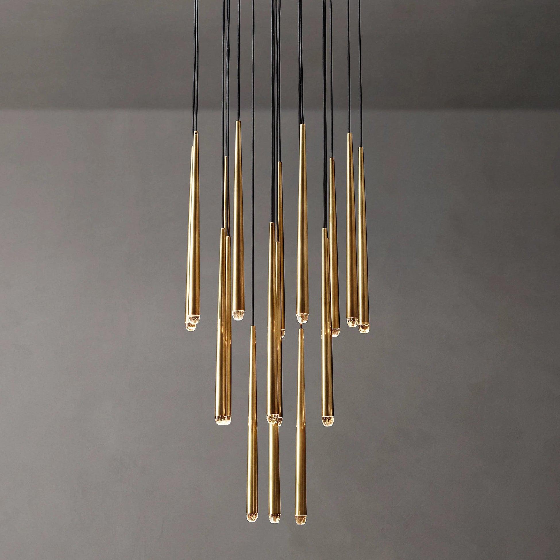 Chandelier Crystal Shade Brass Blackened Silver Luxe Minimalistic - Letslighting