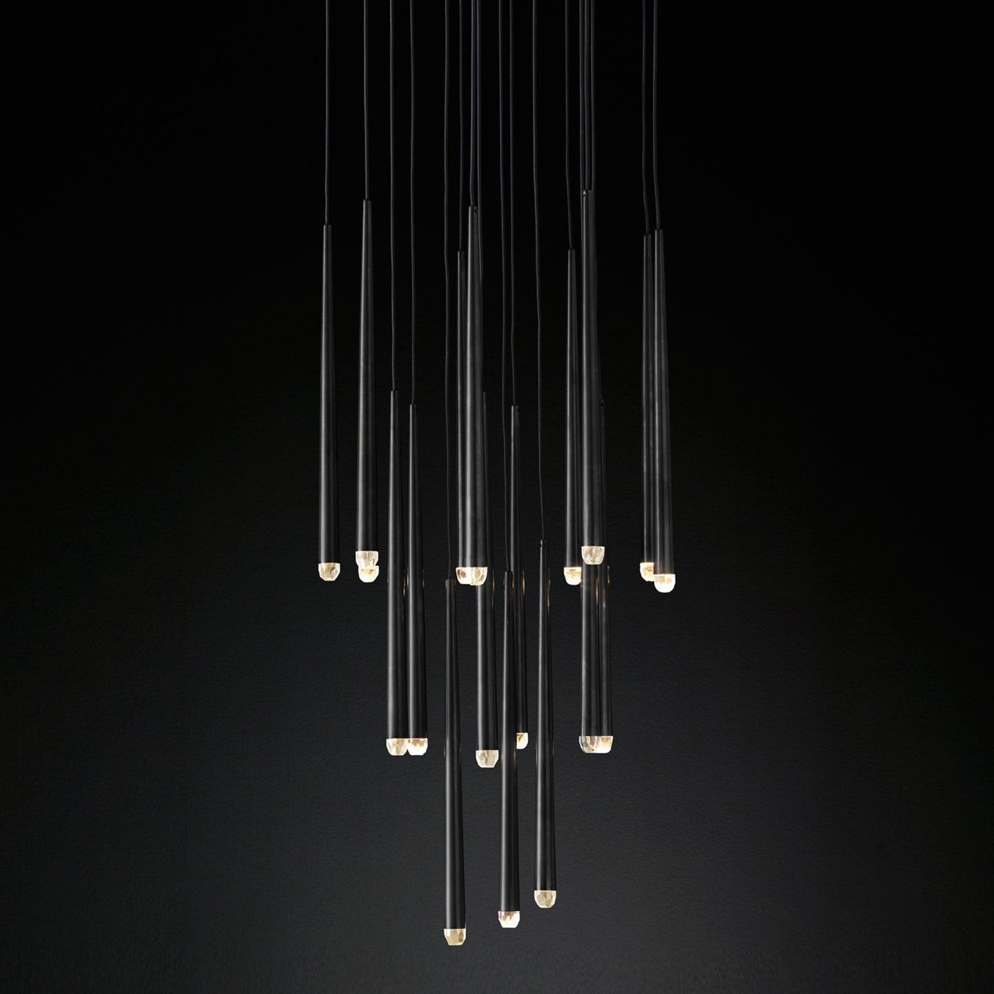 Chandelier Crystal Shade Brass Blackened Silver Luxe Minimalistic - Letslighting