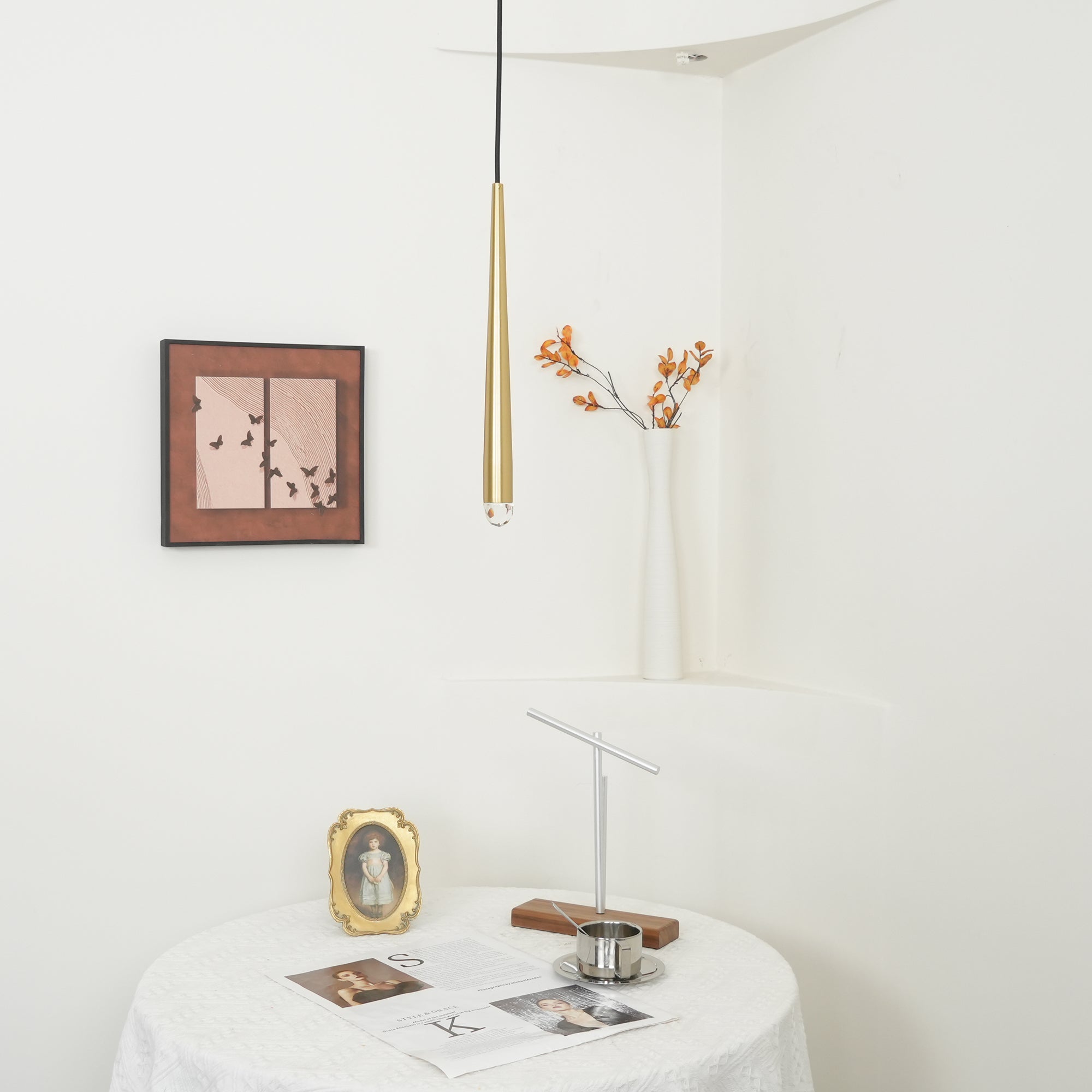 Chandelier Crystal Shade Brass Blackened Silver Luxe Minimalistic - Letslighting