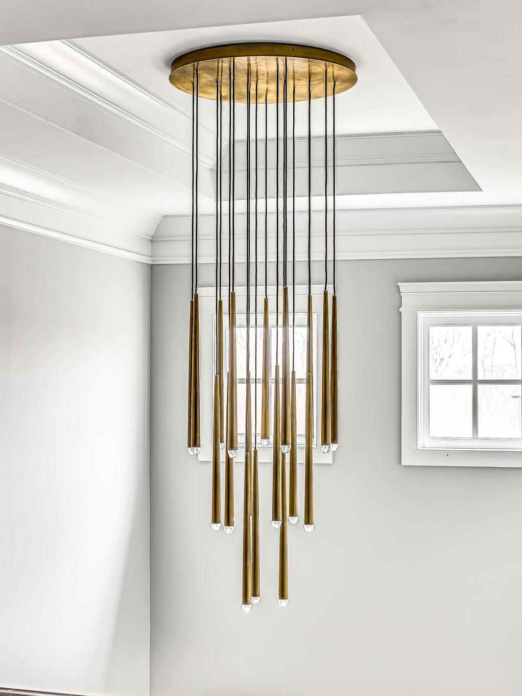 Chandelier Crystal Shade Brass Blackened Silver Luxe Minimalistic - Letslighting