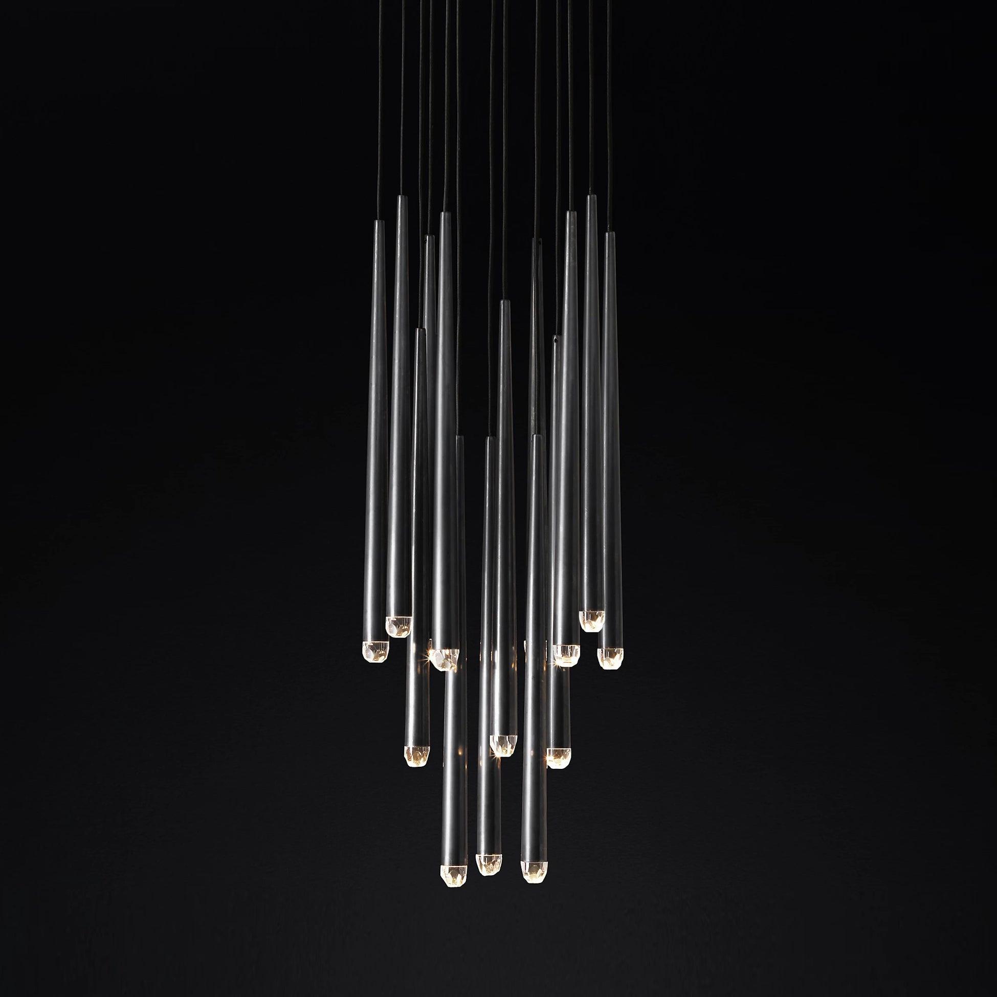 Chandelier Crystal Shade Brass Blackened Silver Luxe Minimalistic - Letslighting