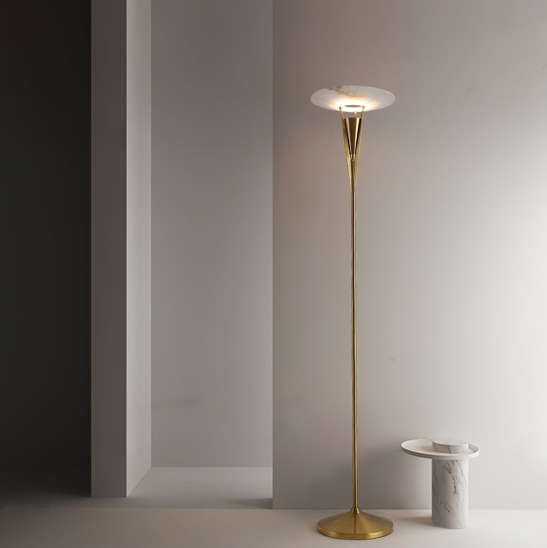 Veloros Cone Alabaster Floor Lamp - Letslighting