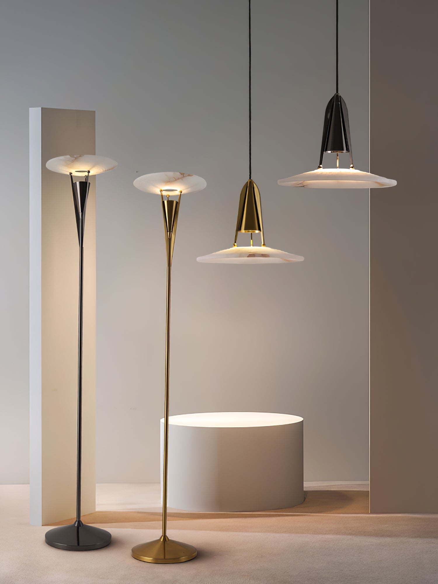 Veloros Cone Alabaster Floor Lamp - Letslighting