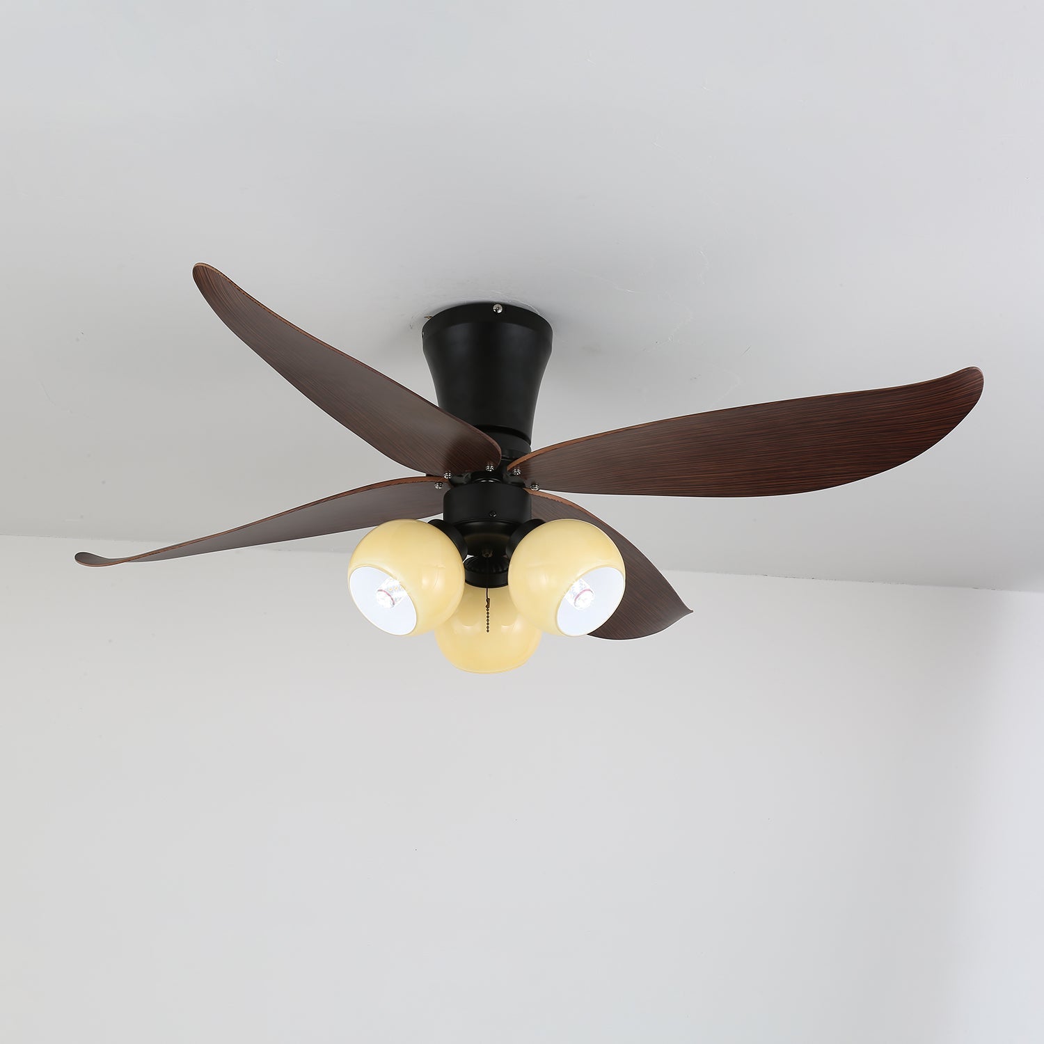Selina Vintage Wood Glass Ceiling Fan Light - Blowlighting