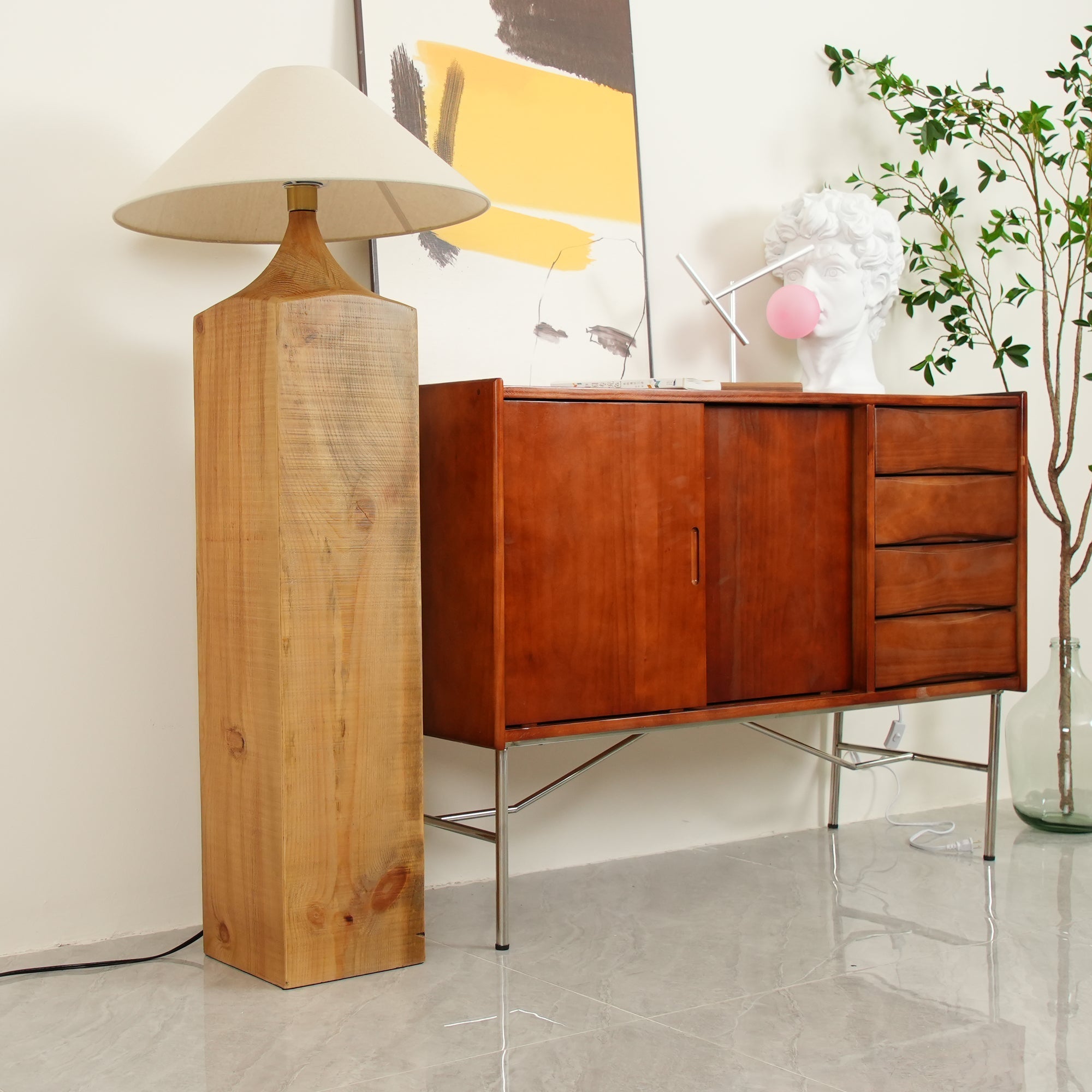 Rustica Timber Column Floor Lamp - Letslighting