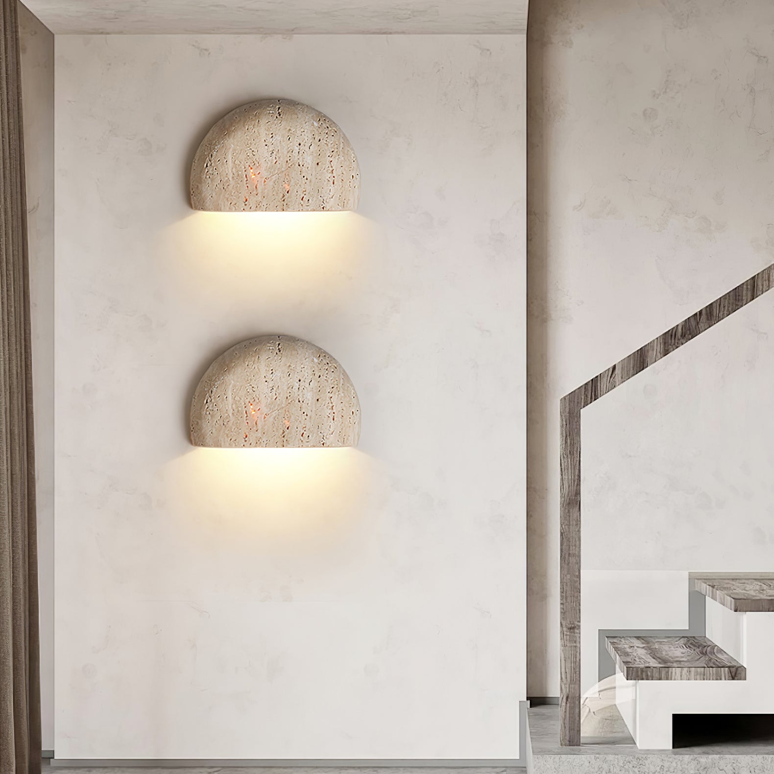 Armarel Half Moon Travertine Wall Light - Letslighting