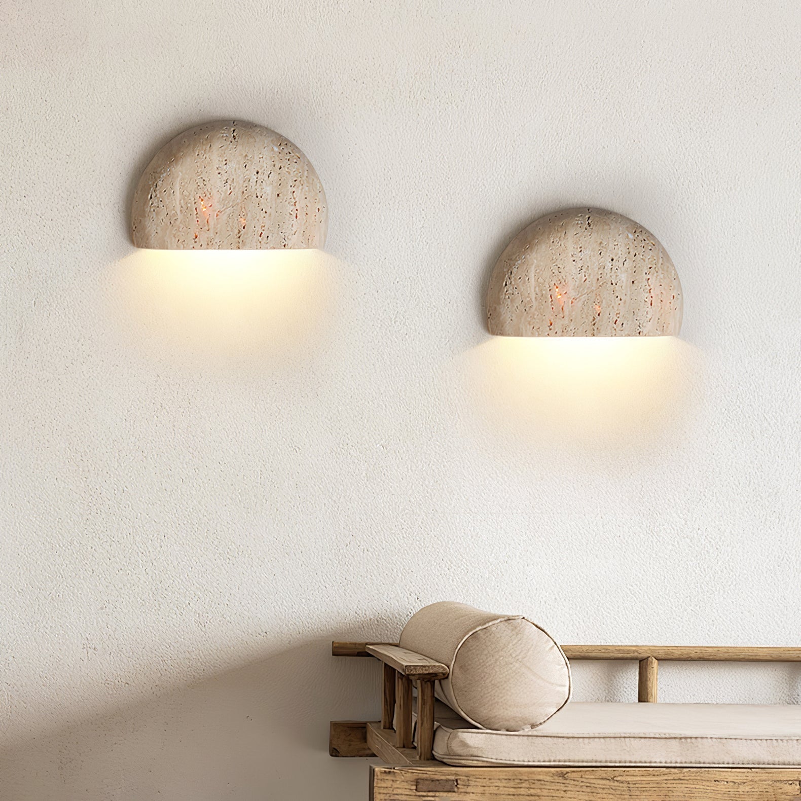 Armarel Half Moon Travertine Wall Light - Letslighting