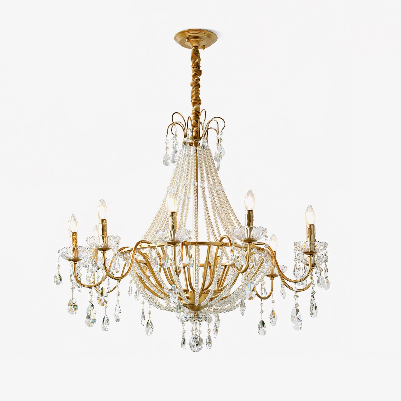 Eurvaros Vintage Crystal Brass Chandelier - Letslighting