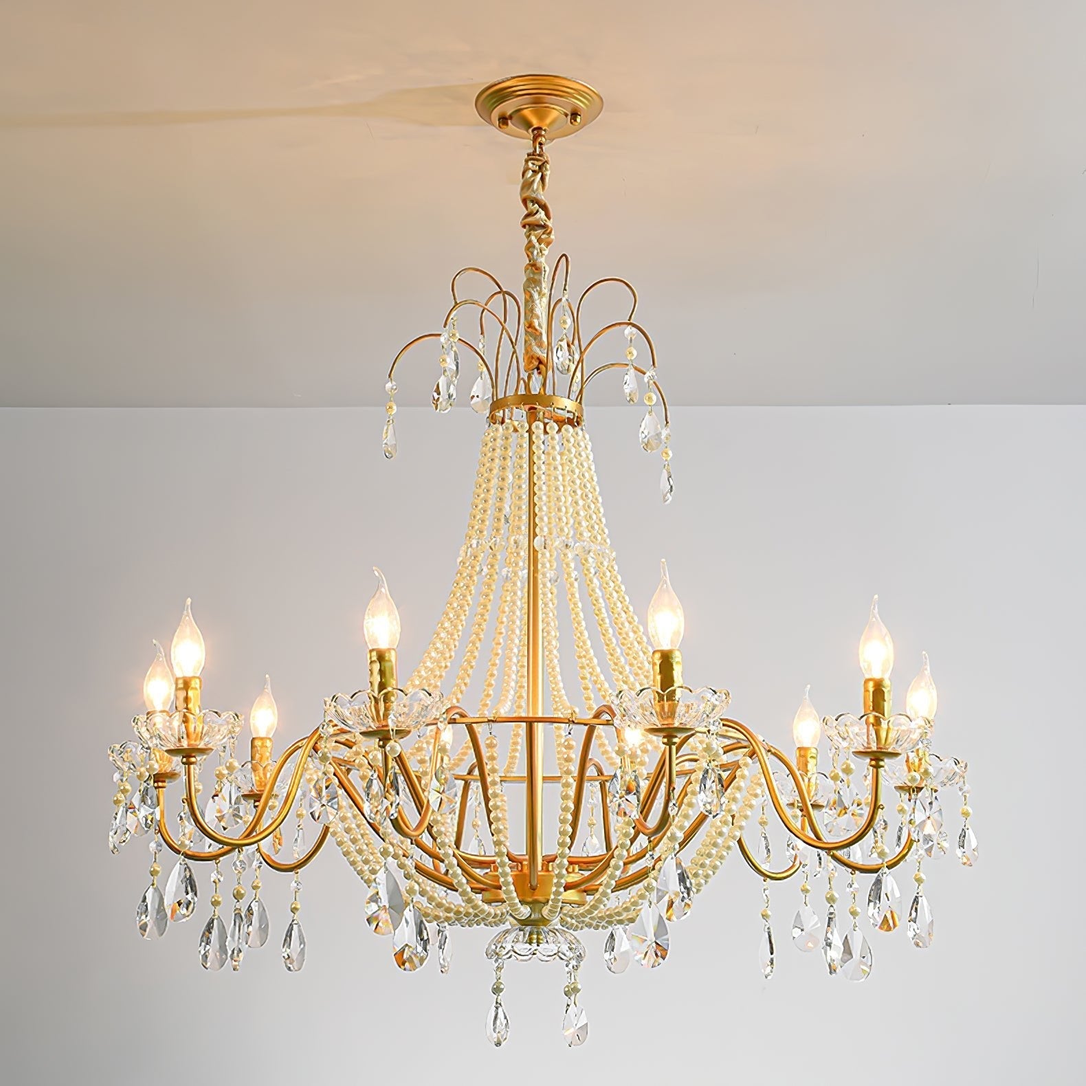 Eurvaros Vintage Crystal Brass Chandelier - Letslighting