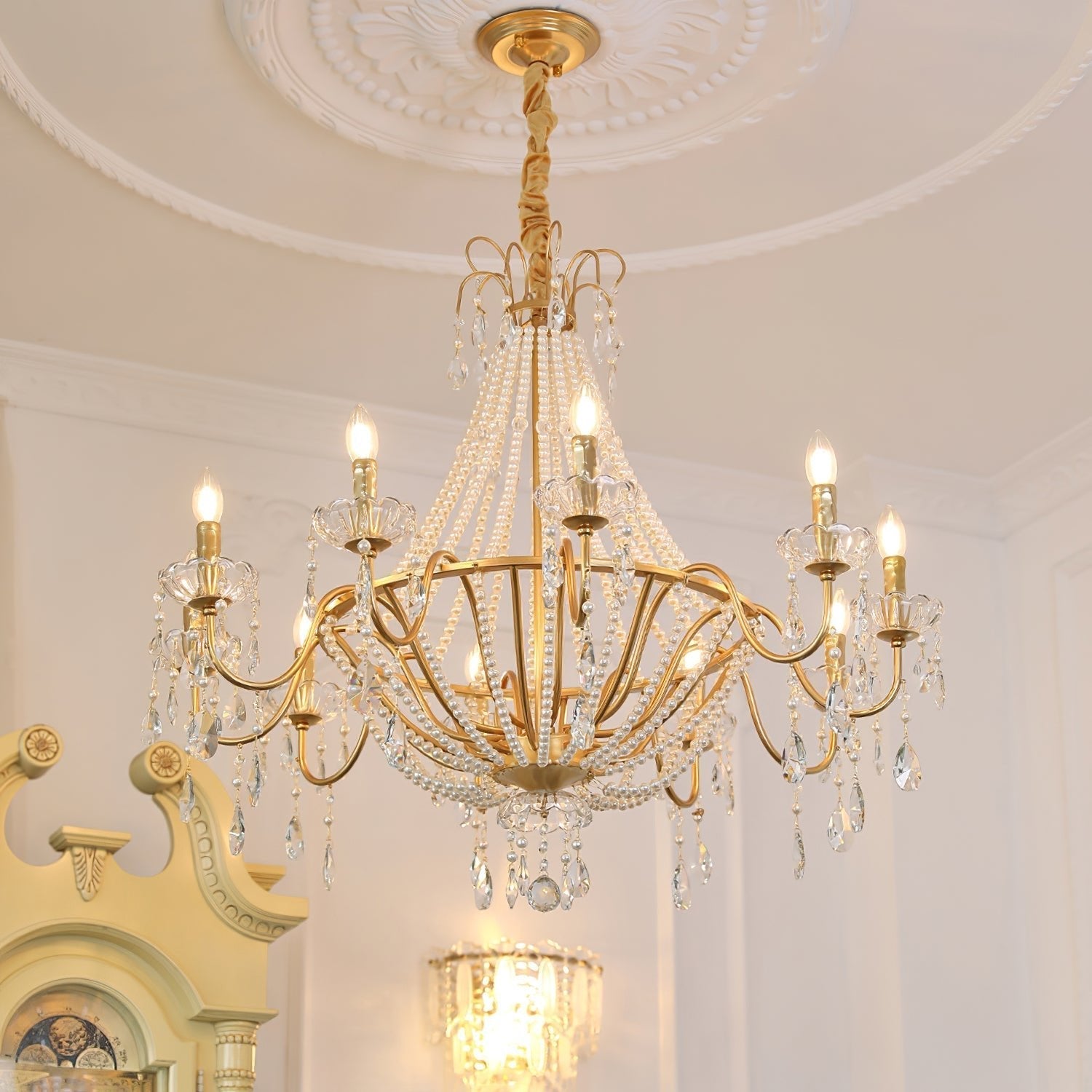 Eurvaros Vintage Crystal Brass Chandelier - Letslighting