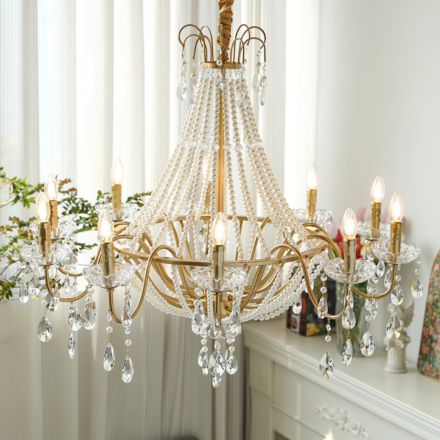 Eurvaros Vintage Crystal Brass Chandelier - Letslighting