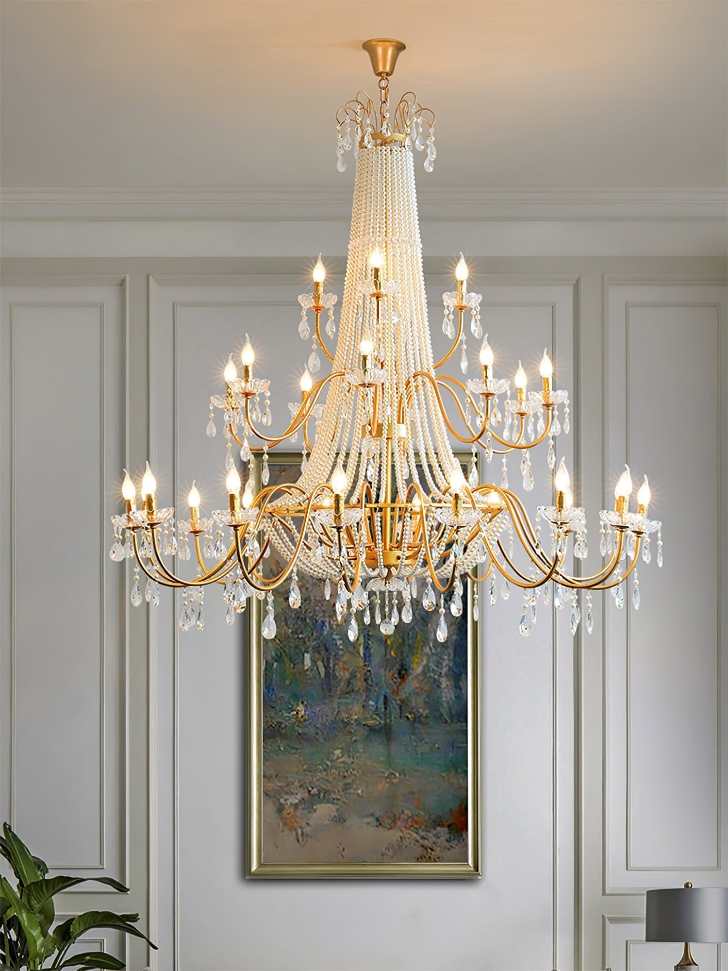 Eurvaros Vintage Crystal Brass Chandelier - Letslighting