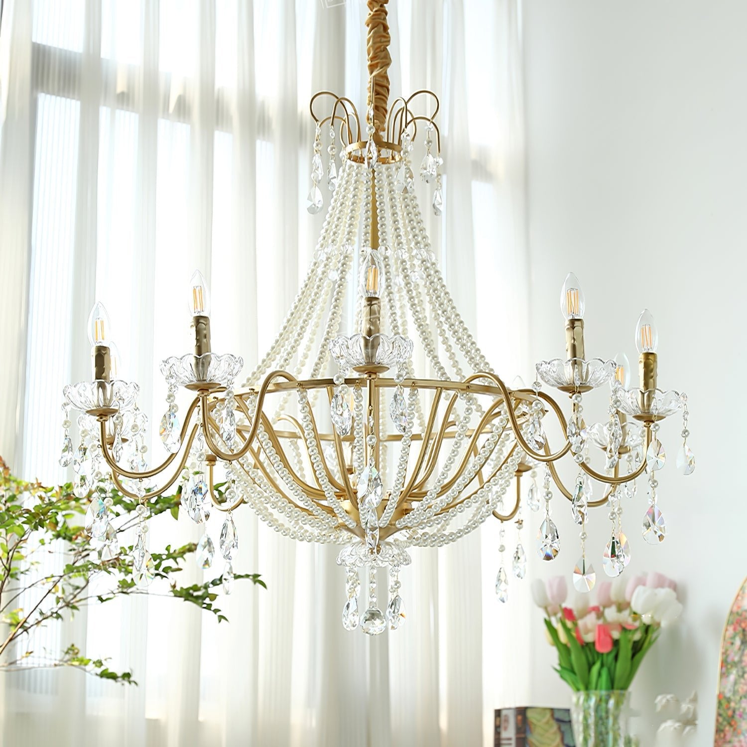 Eurvaros Vintage Crystal Brass Chandelier - Letslighting