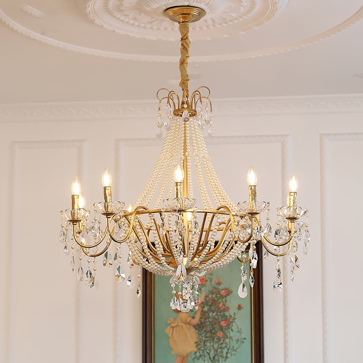 Eurvaros Vintage Crystal Brass Chandelier - Letslighting