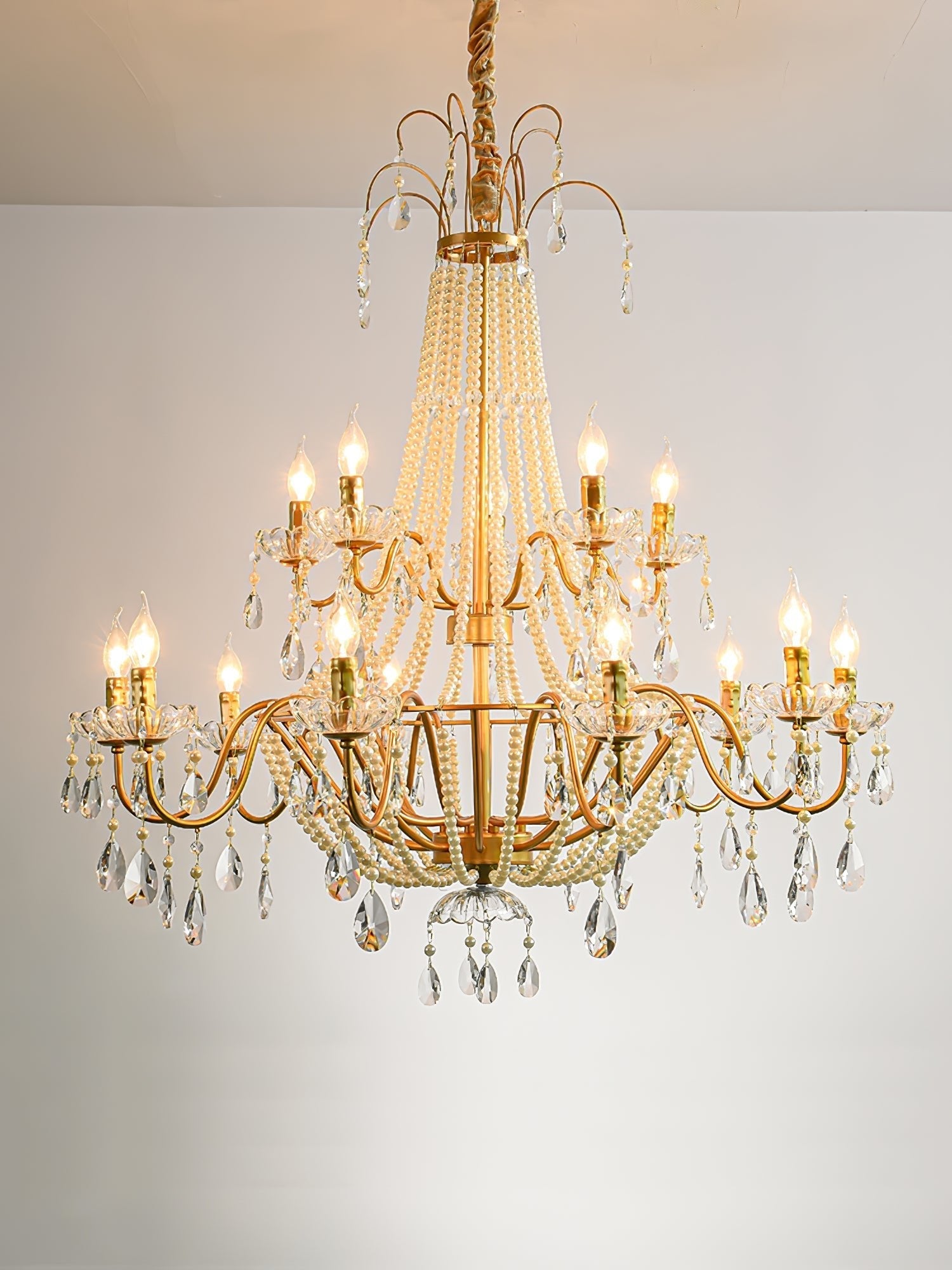 Eurvaros Vintage Crystal Brass Chandelier - Letslighting