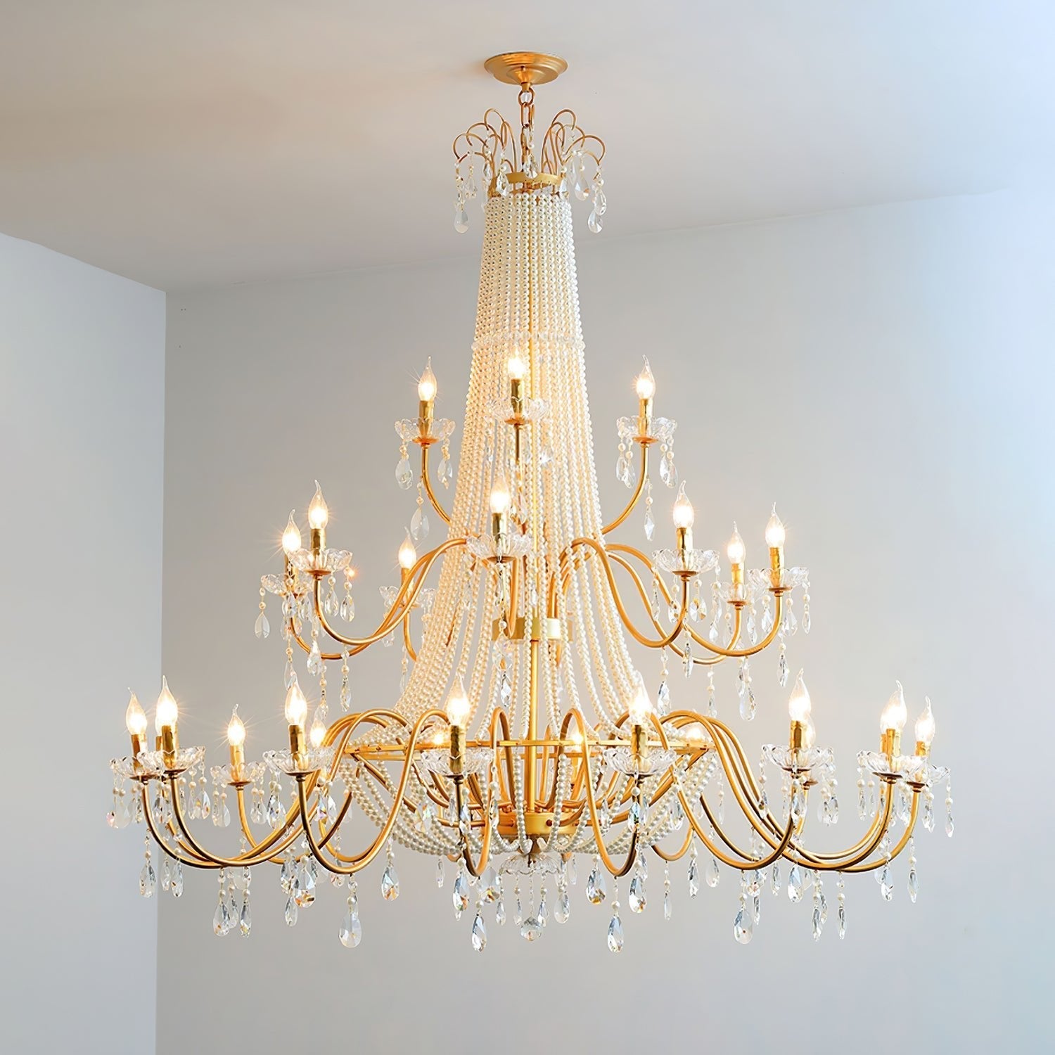 Eurvaros Vintage Crystal Brass Chandelier - Letslighting