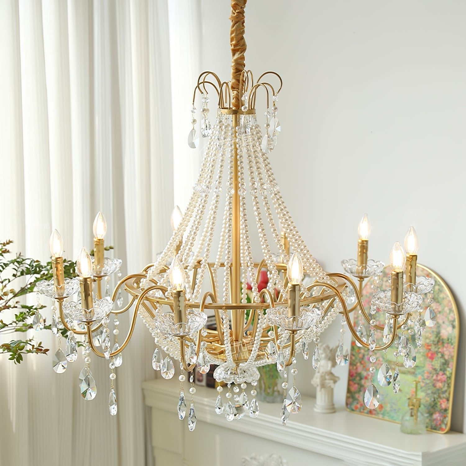 Eurvaros Vintage Crystal Brass Chandelier - Letslighting