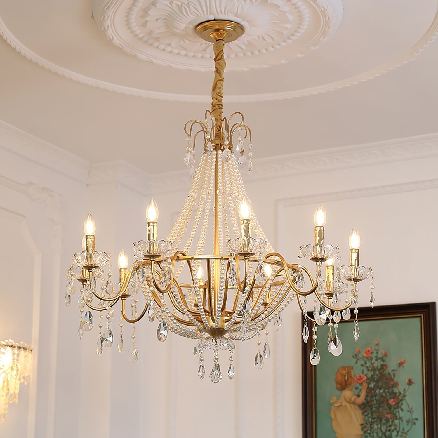 Eurvaros Vintage Crystal Brass Chandelier - Letslighting