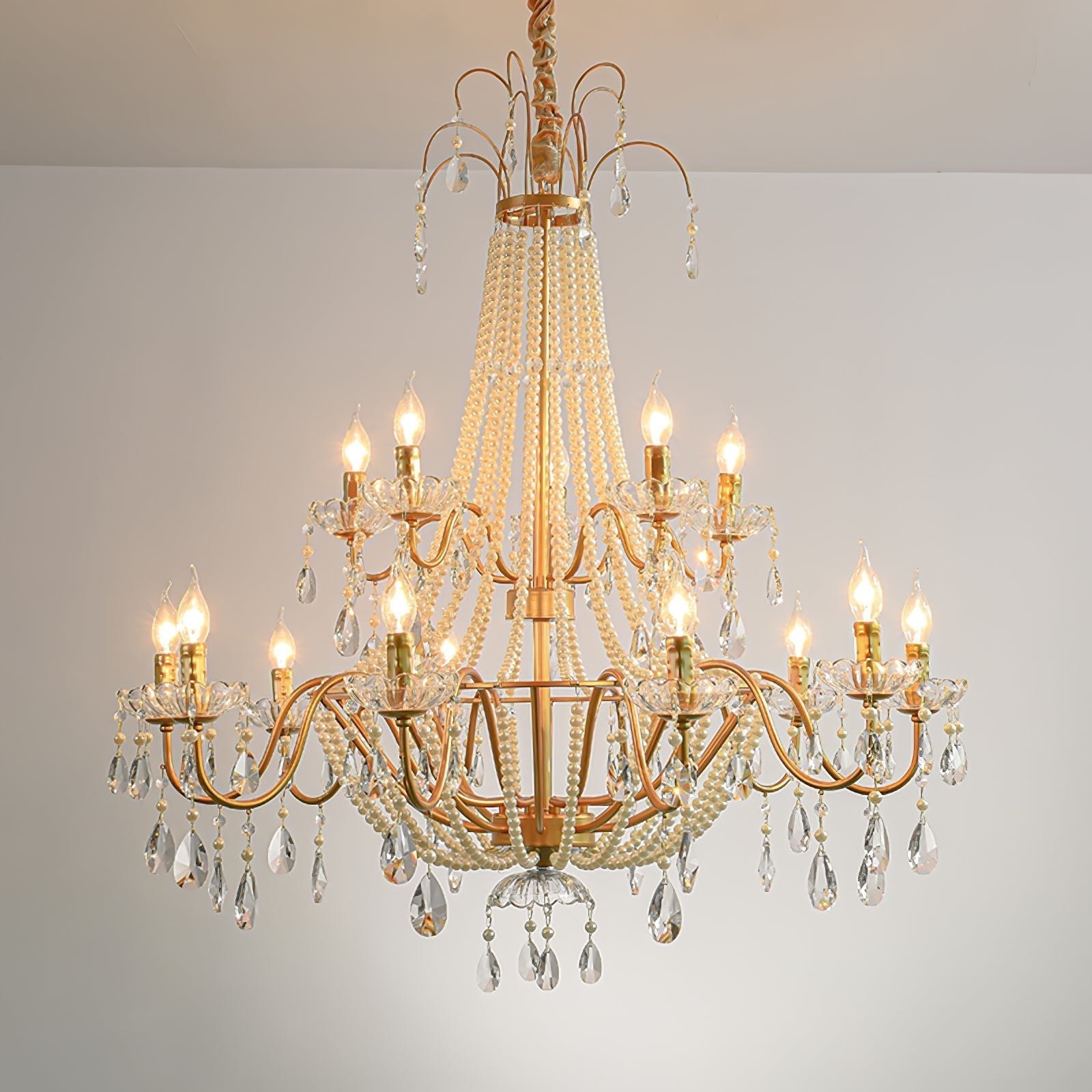 Eurvaros Vintage Crystal Brass Chandelier - Letslighting