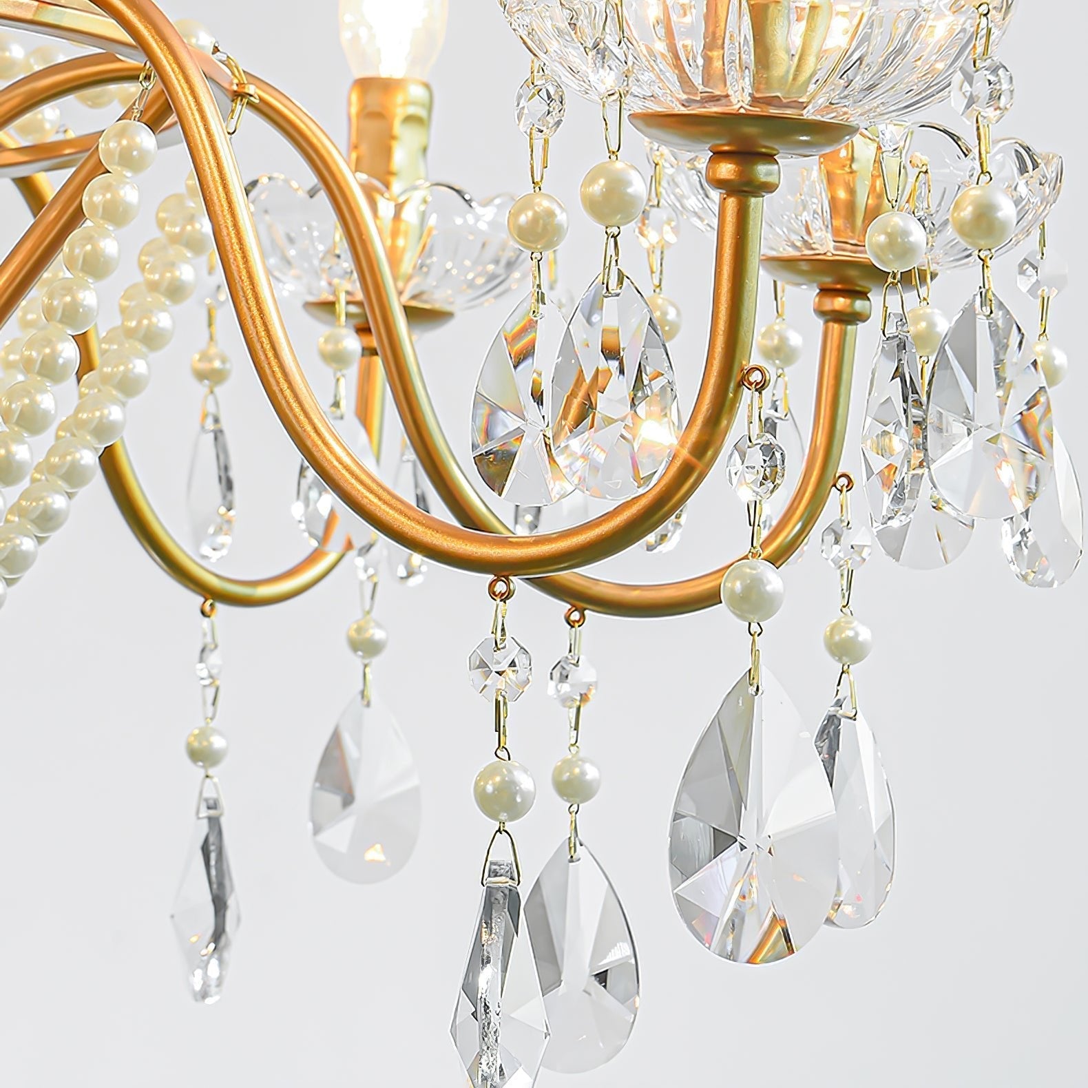 Eurvaros Vintage Crystal Brass Chandelier - Letslighting