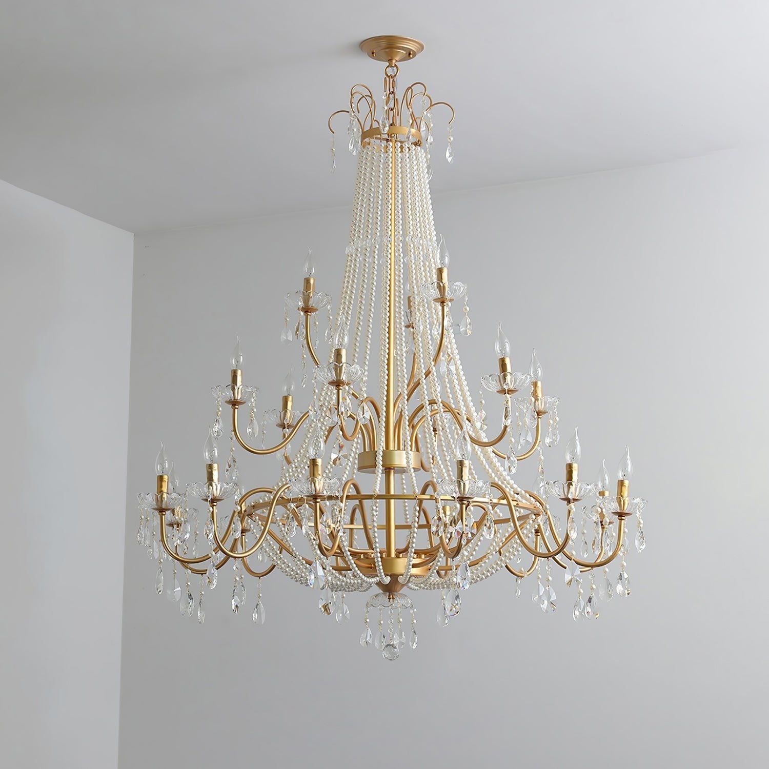 Eurvaros Vintage Crystal Brass Chandelier - Letslighting