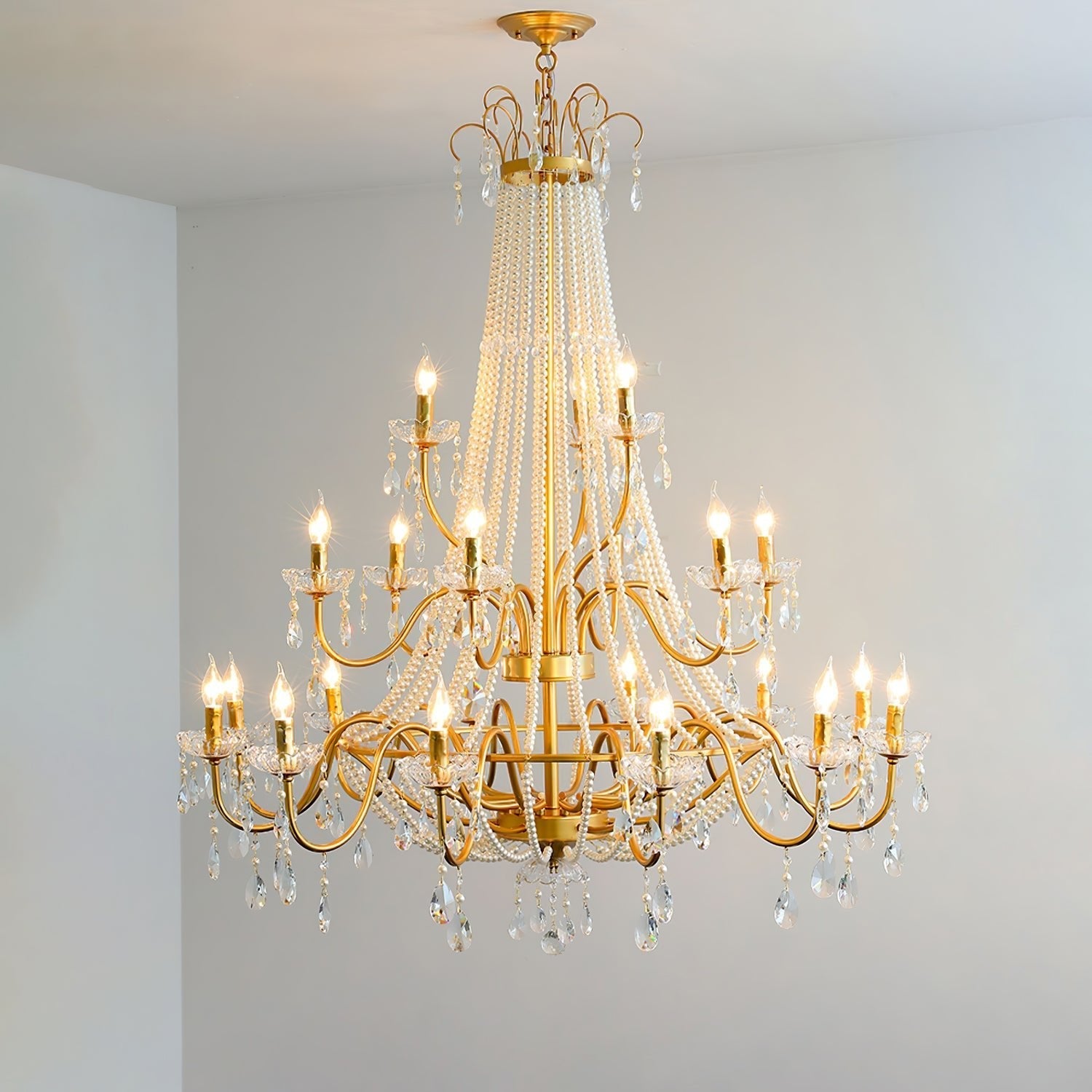 Eurvaros Vintage Crystal Brass Chandelier - Letslighting