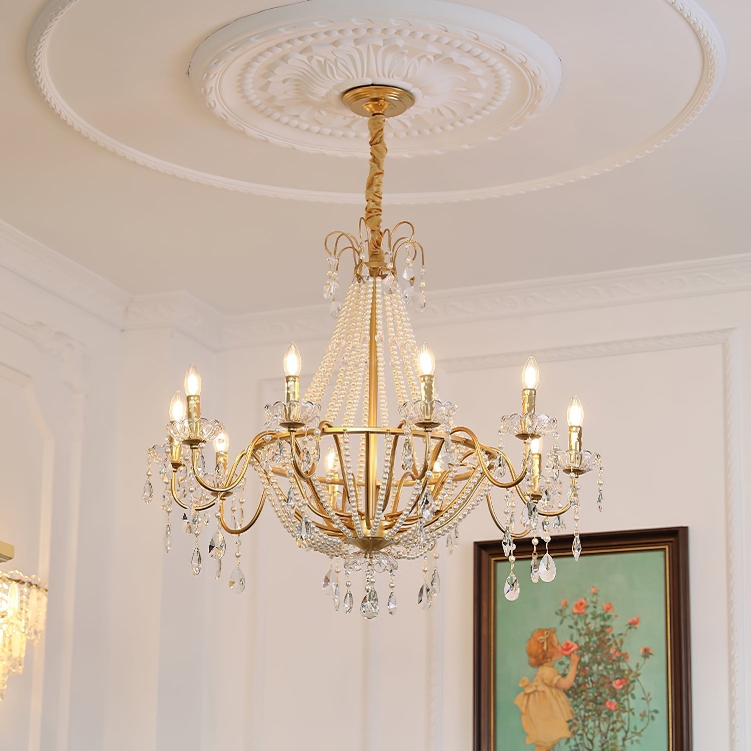 Eurvaros Vintage Crystal Brass Chandelier - Letslighting