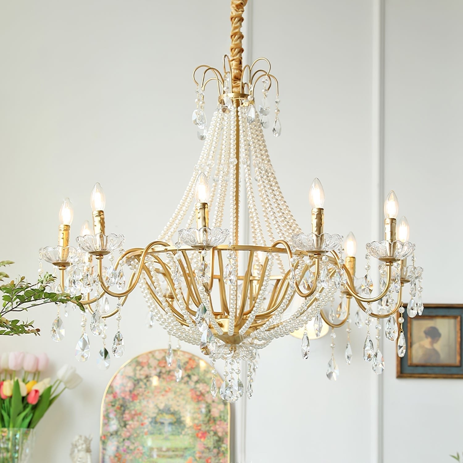 Eurvaros Vintage Crystal Brass Chandelier - Letslighting