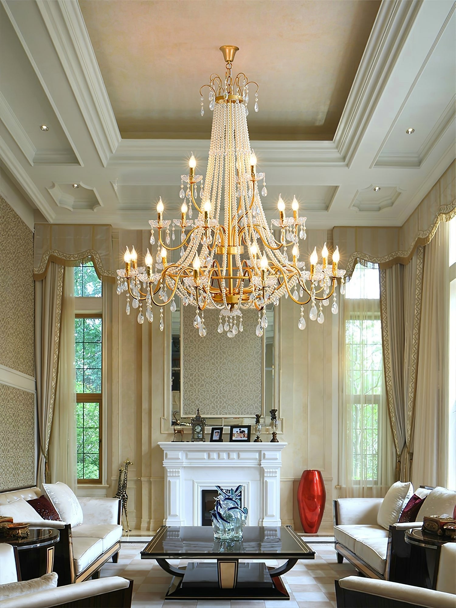 Eurvaros Vintage Crystal Brass Chandelier - Letslighting