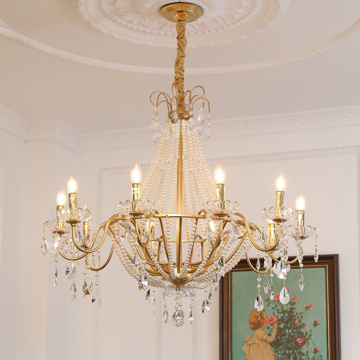 Eurvaros Vintage Crystal Brass Chandelier - Letslighting