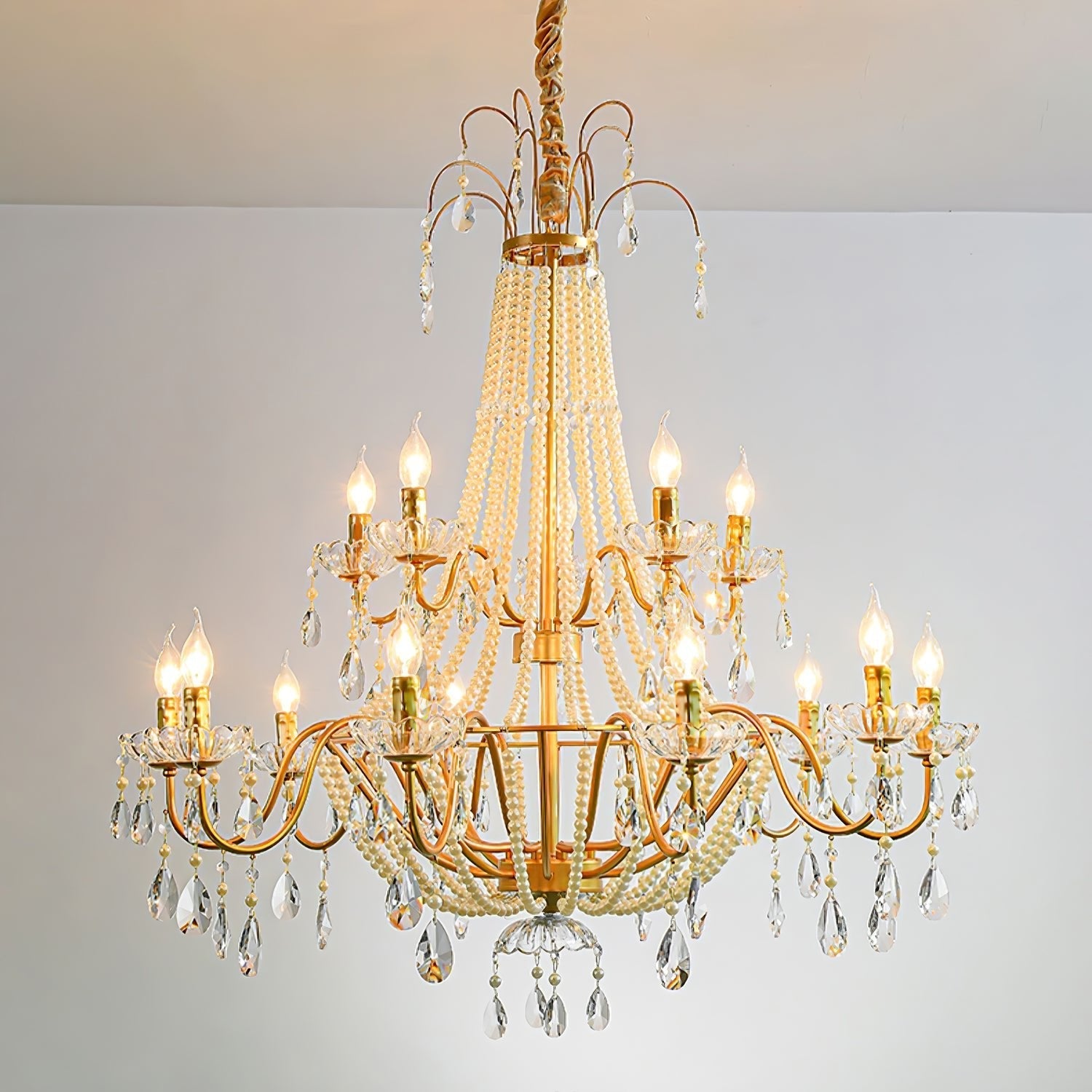Eurvaros Vintage Crystal Brass Chandelier - Letslighting