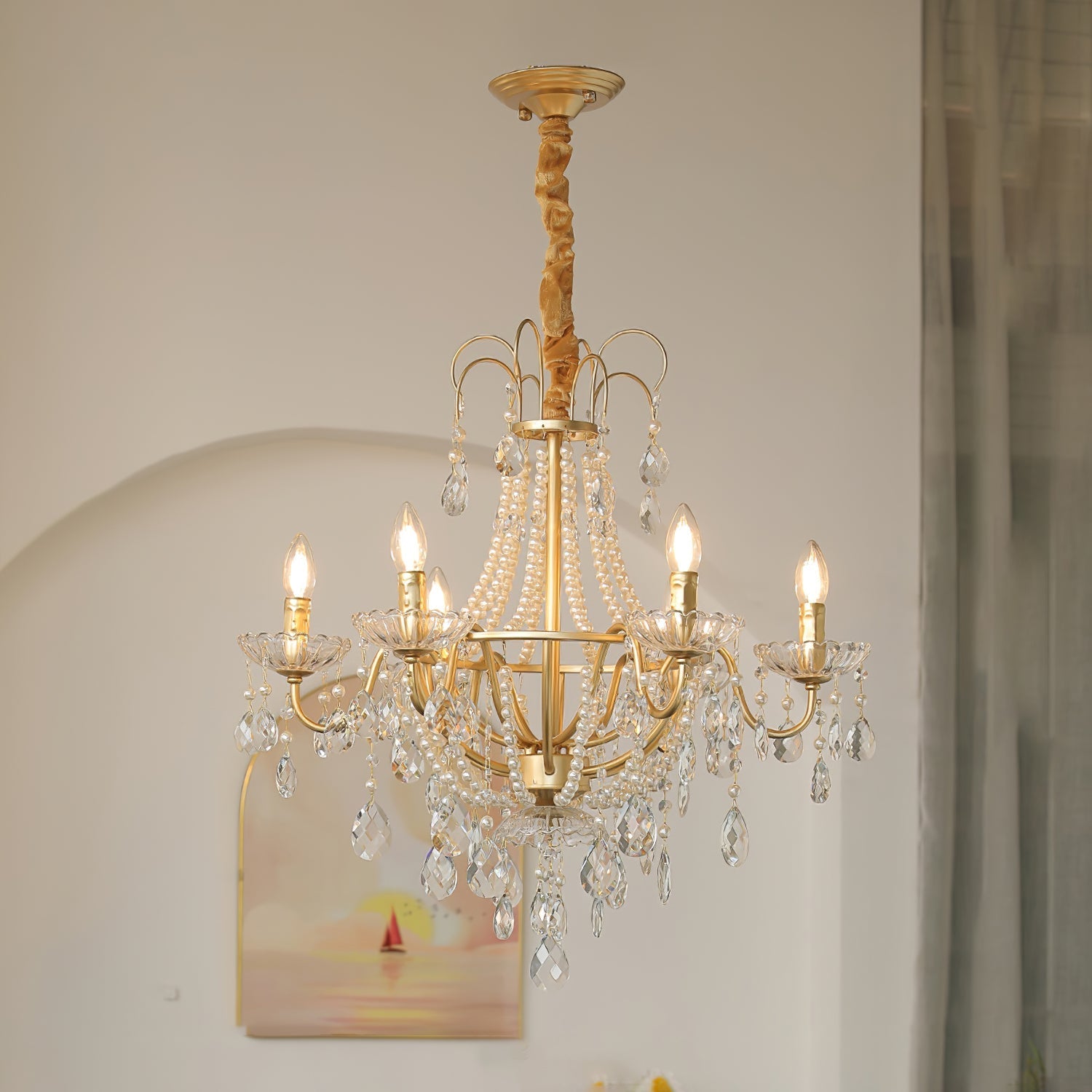 Eurvaros Vintage Crystal Brass Chandelier - Letslighting