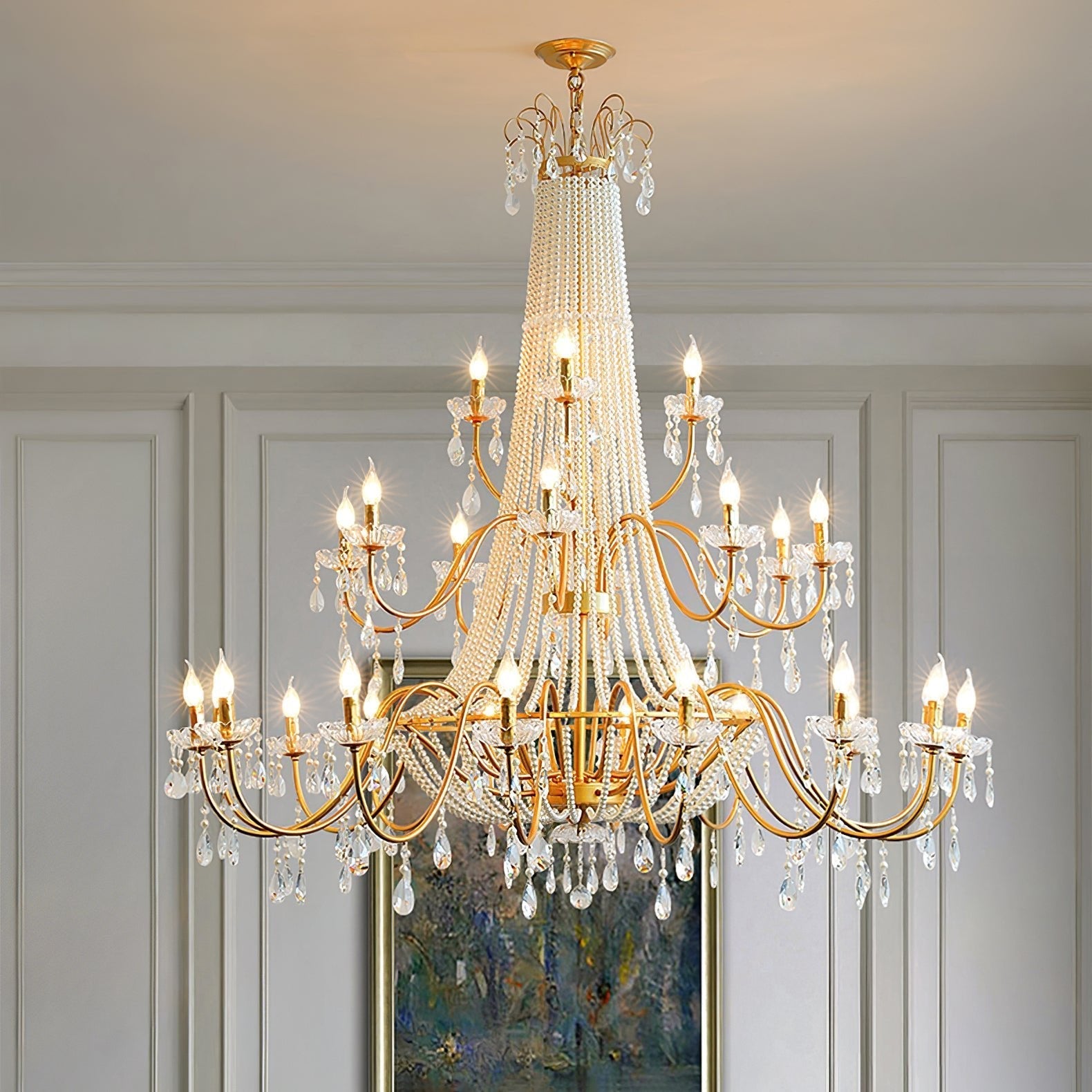 Eurvaros Vintage Crystal Brass Chandelier - Letslighting