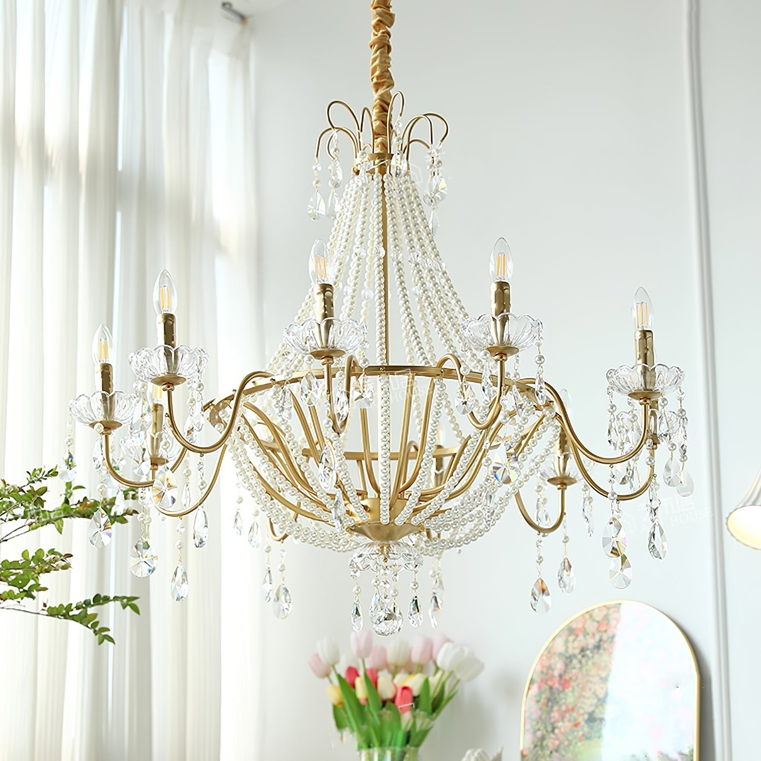 Eurvaros Vintage Crystal Brass Chandelier - Letslighting