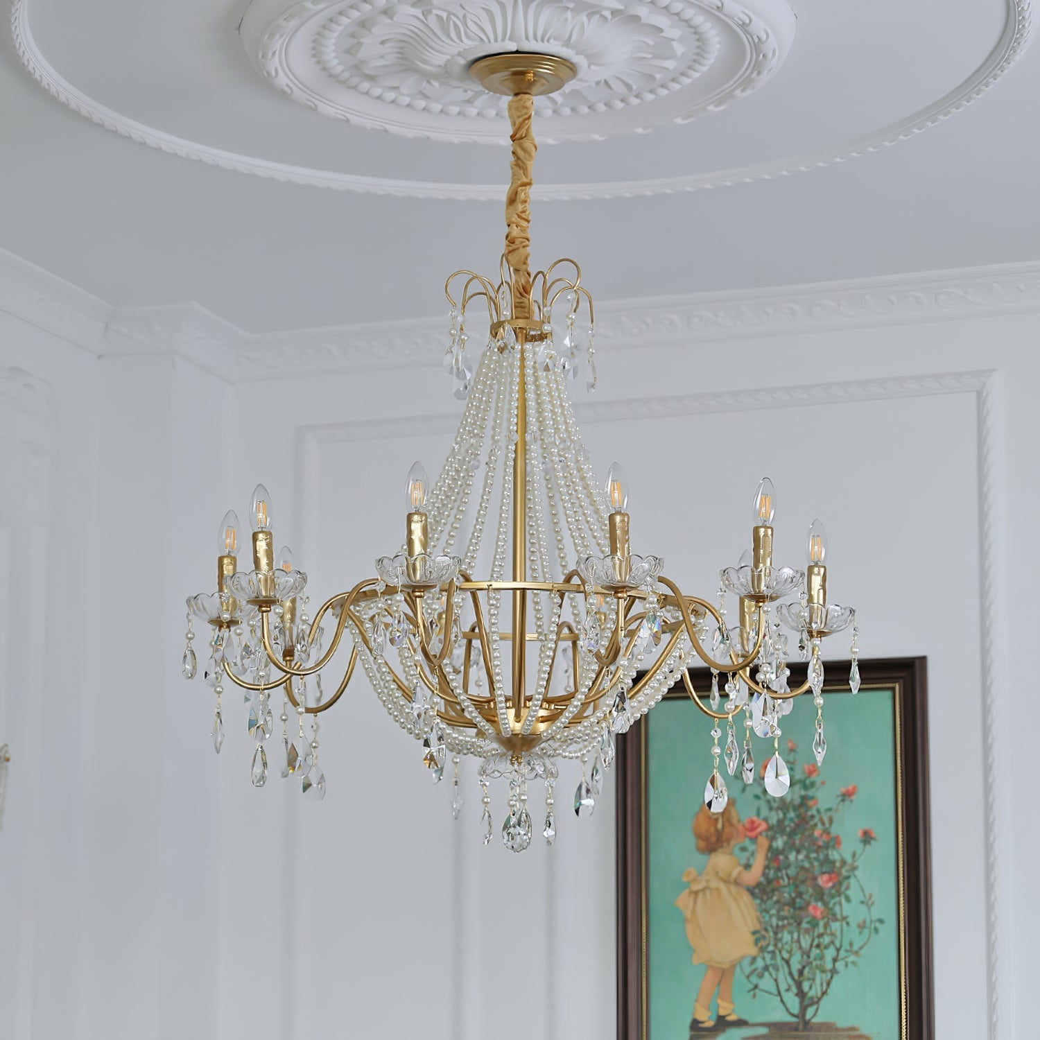 Eurvaros Vintage Crystal Brass Chandelier - Letslighting