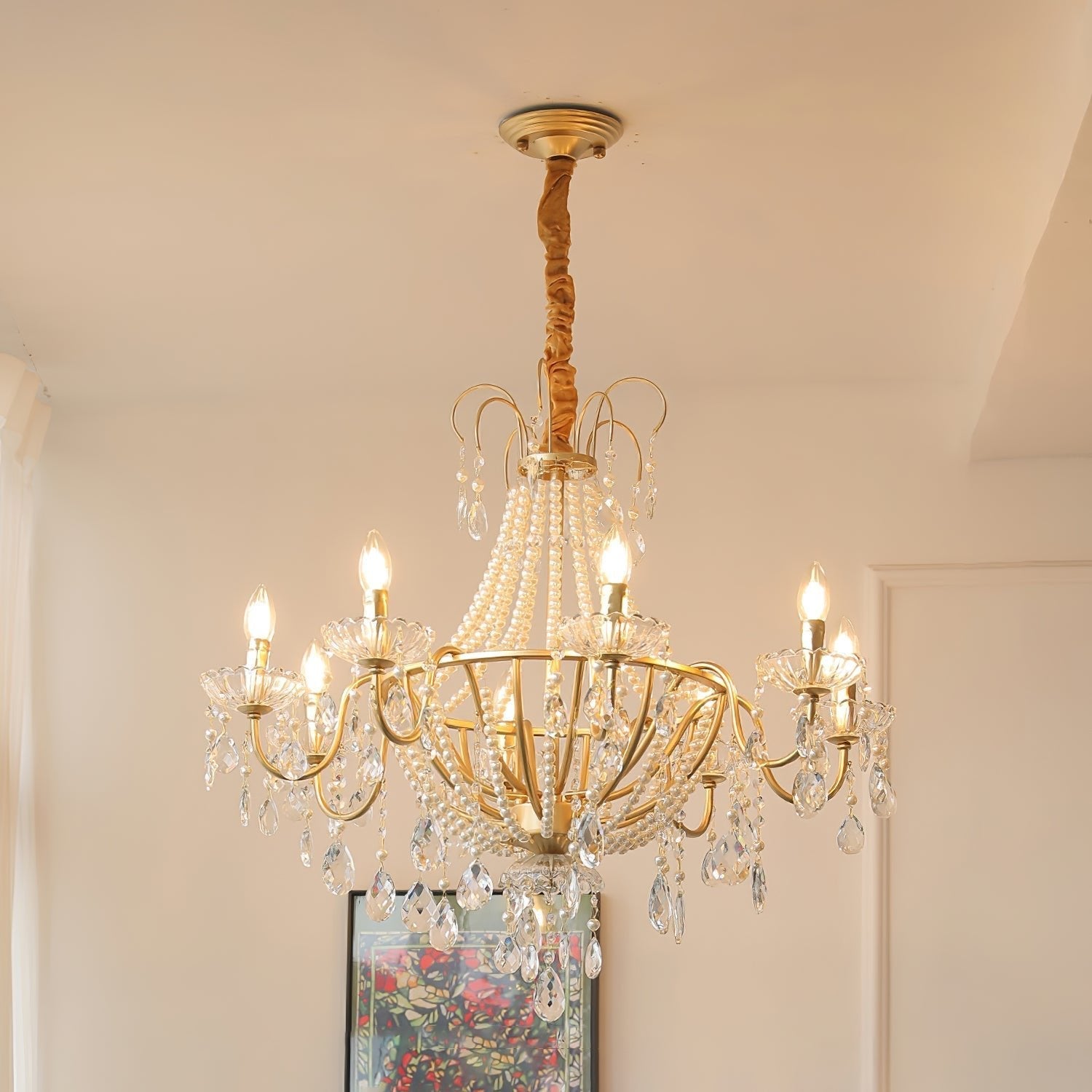 Eurvaros Vintage Crystal Brass Chandelier - Letslighting