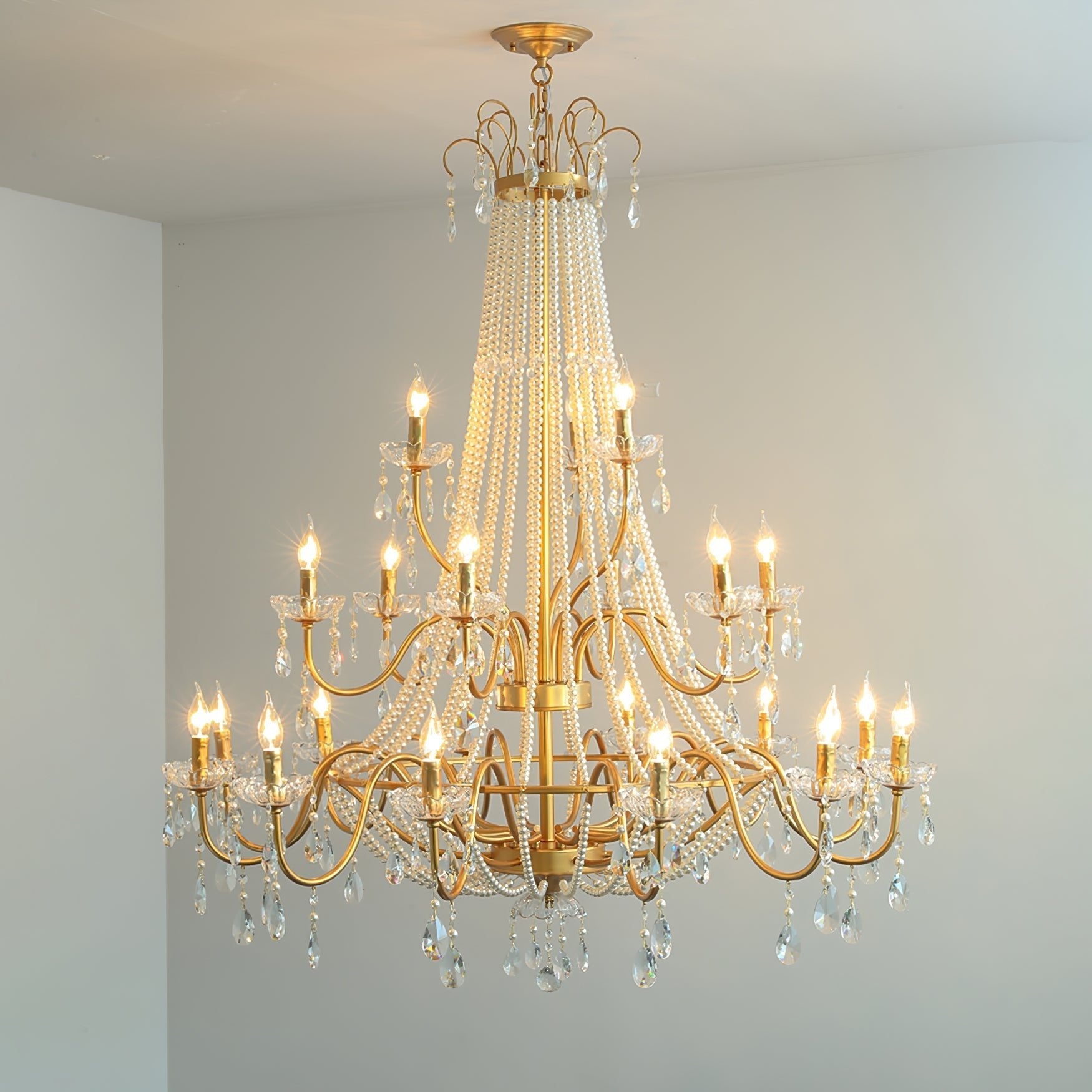 Eurvaros Vintage Crystal Brass Chandelier - Letslighting