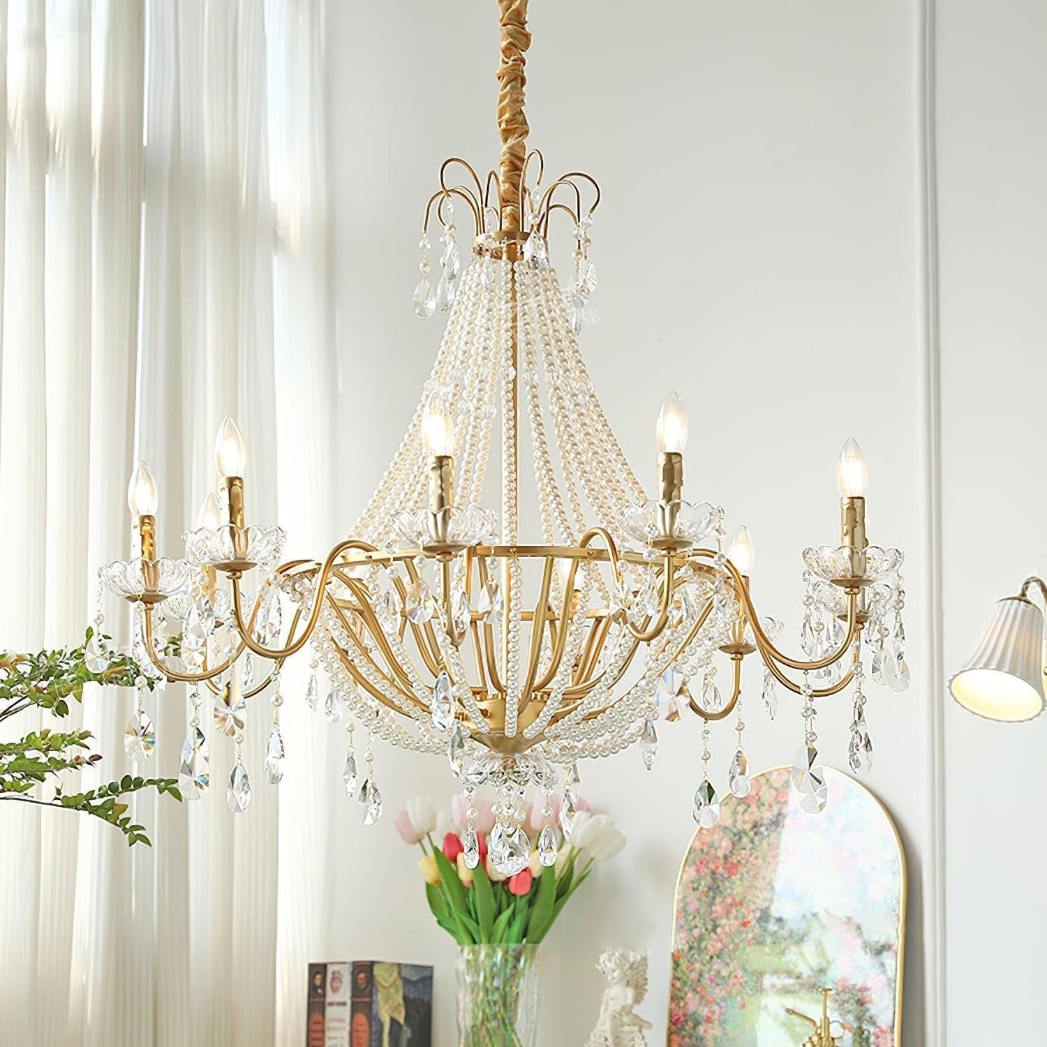Eurvaros Vintage Crystal Brass Chandelier - Letslighting