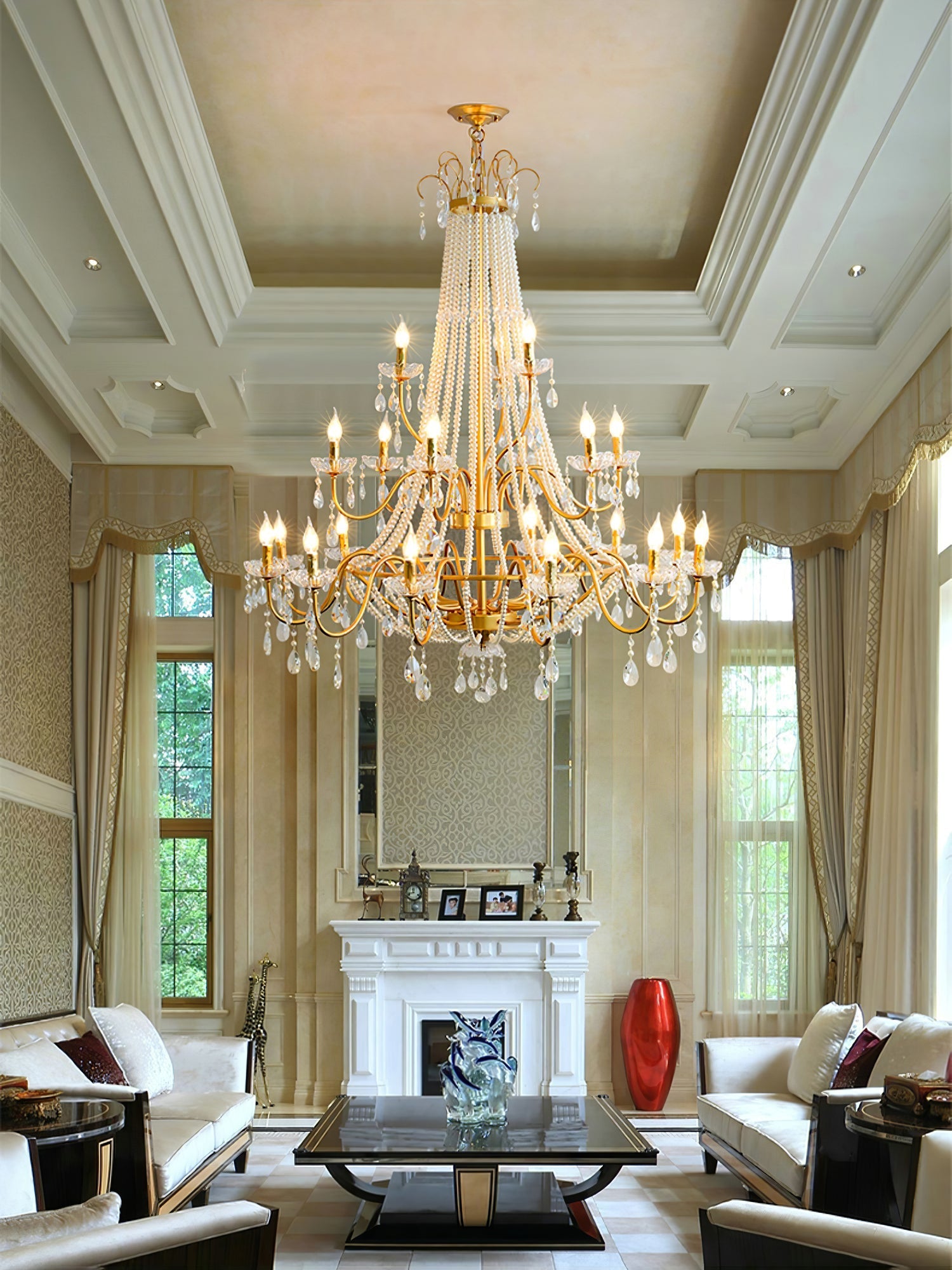 Eurvaros Vintage Crystal Brass Chandelier - Letslighting