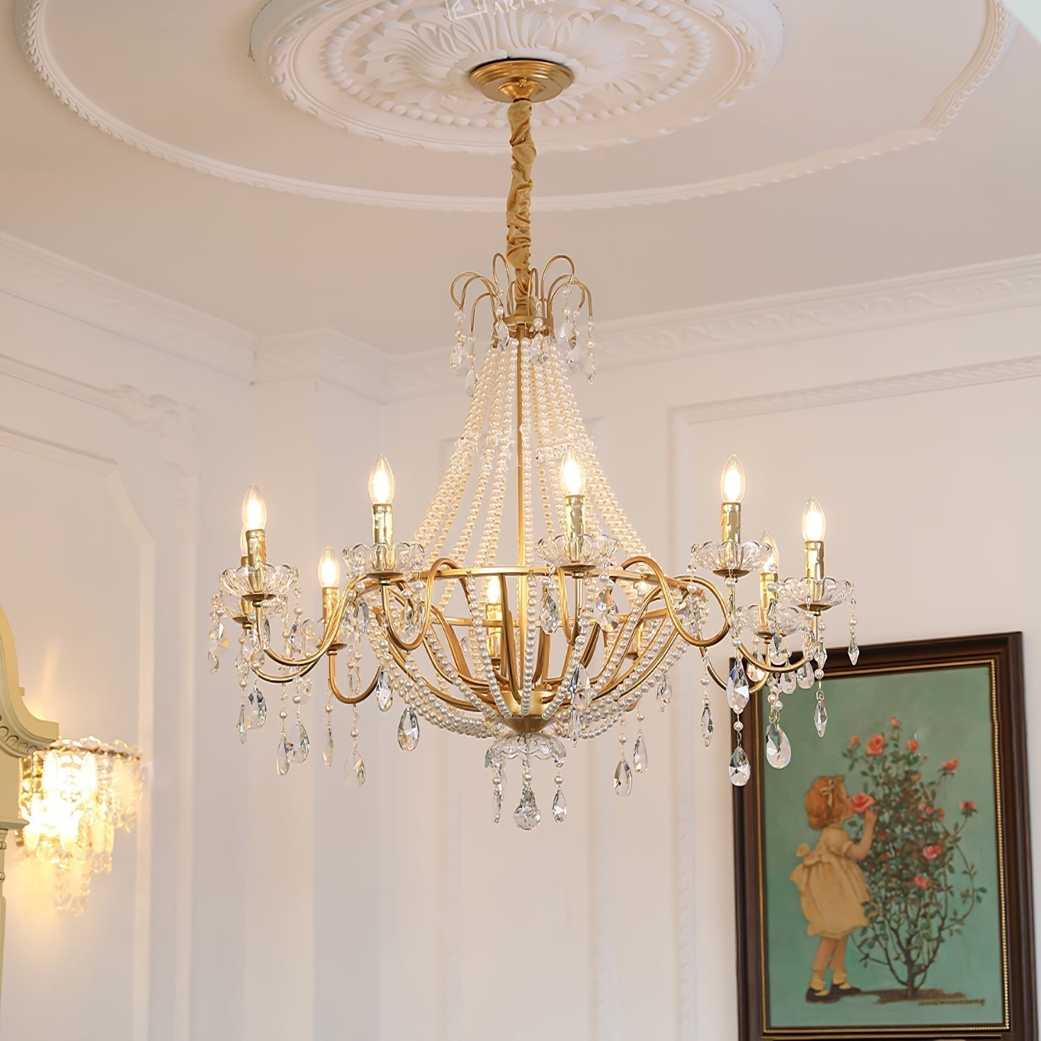 Eurvaros Vintage Crystal Brass Chandelier - Letslighting