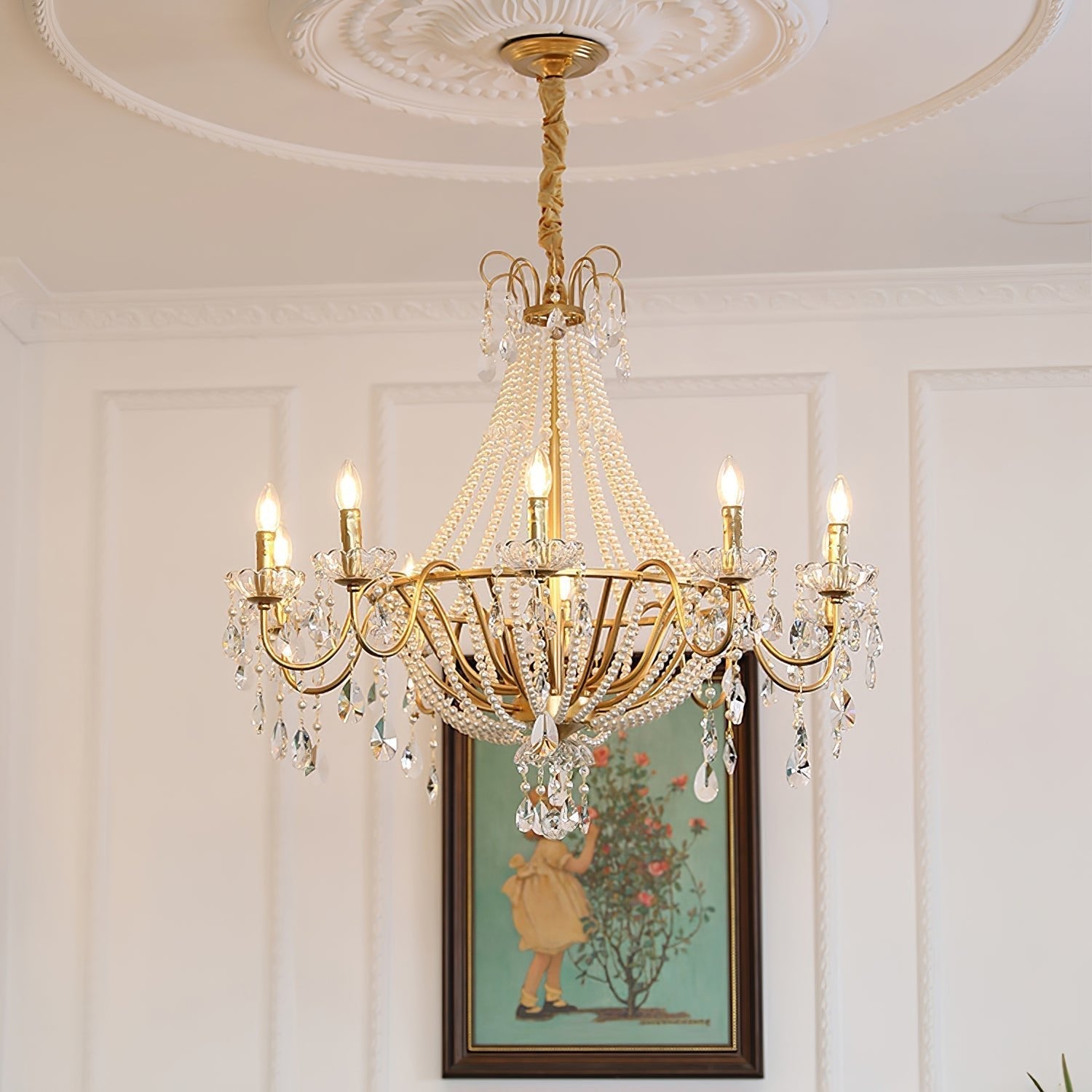 Eurvaros Vintage Crystal Brass Chandelier - Letslighting