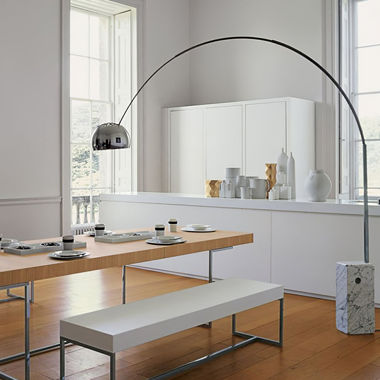 Alevra Steel Marble Floor Lamp - Letslighting