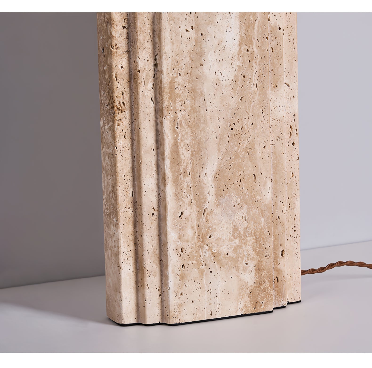 Arco Elegant Travertine & Fabric Table Lamp