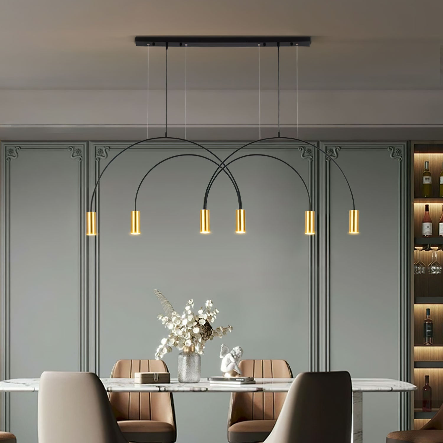 Solara Pendant Lamp Overlapping Cylinder Minimalist Dining Room - Letslighting