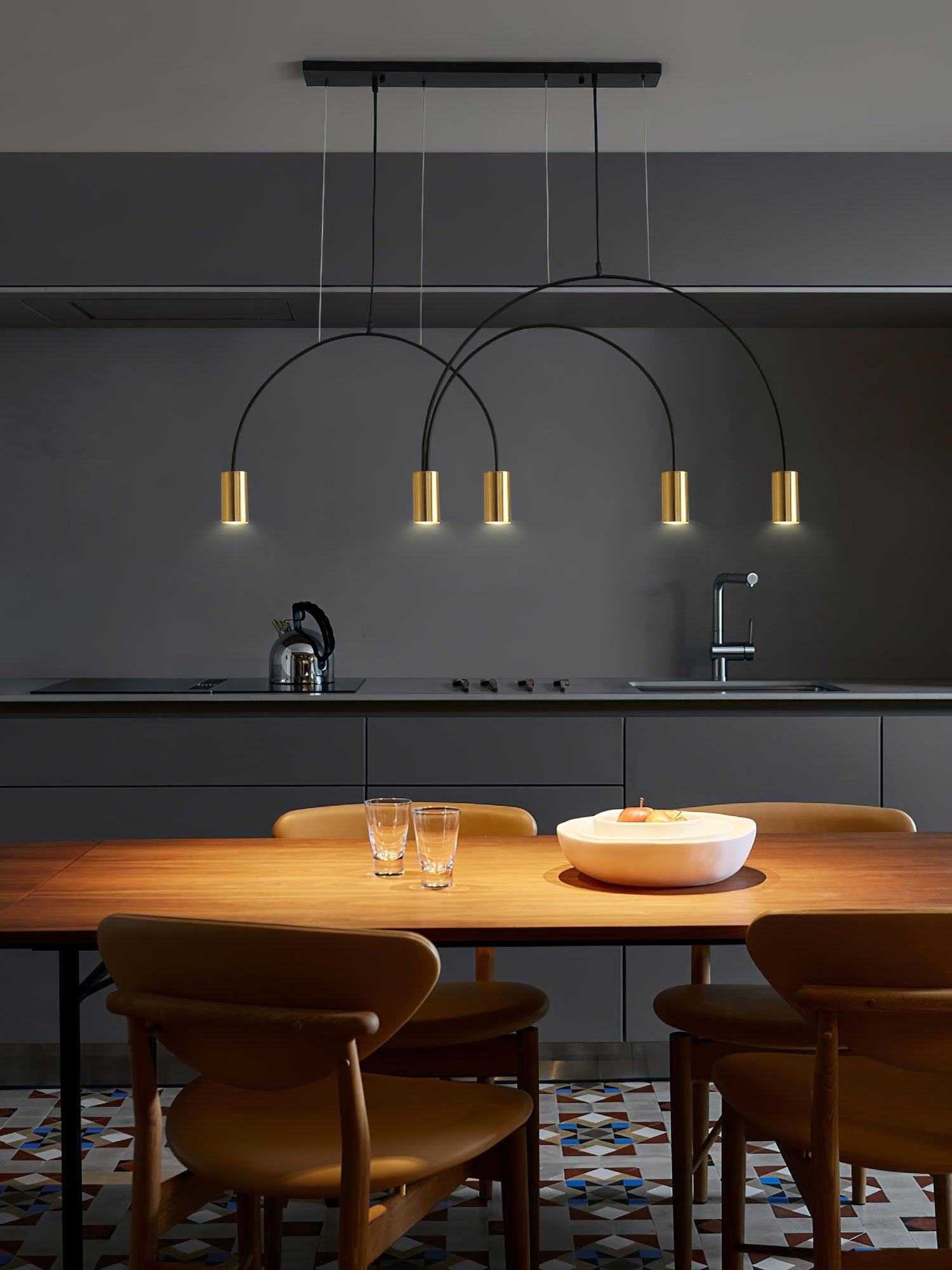 Solara Pendant Lamp Overlapping Cylinder Minimalist Dining Room - Letslighting